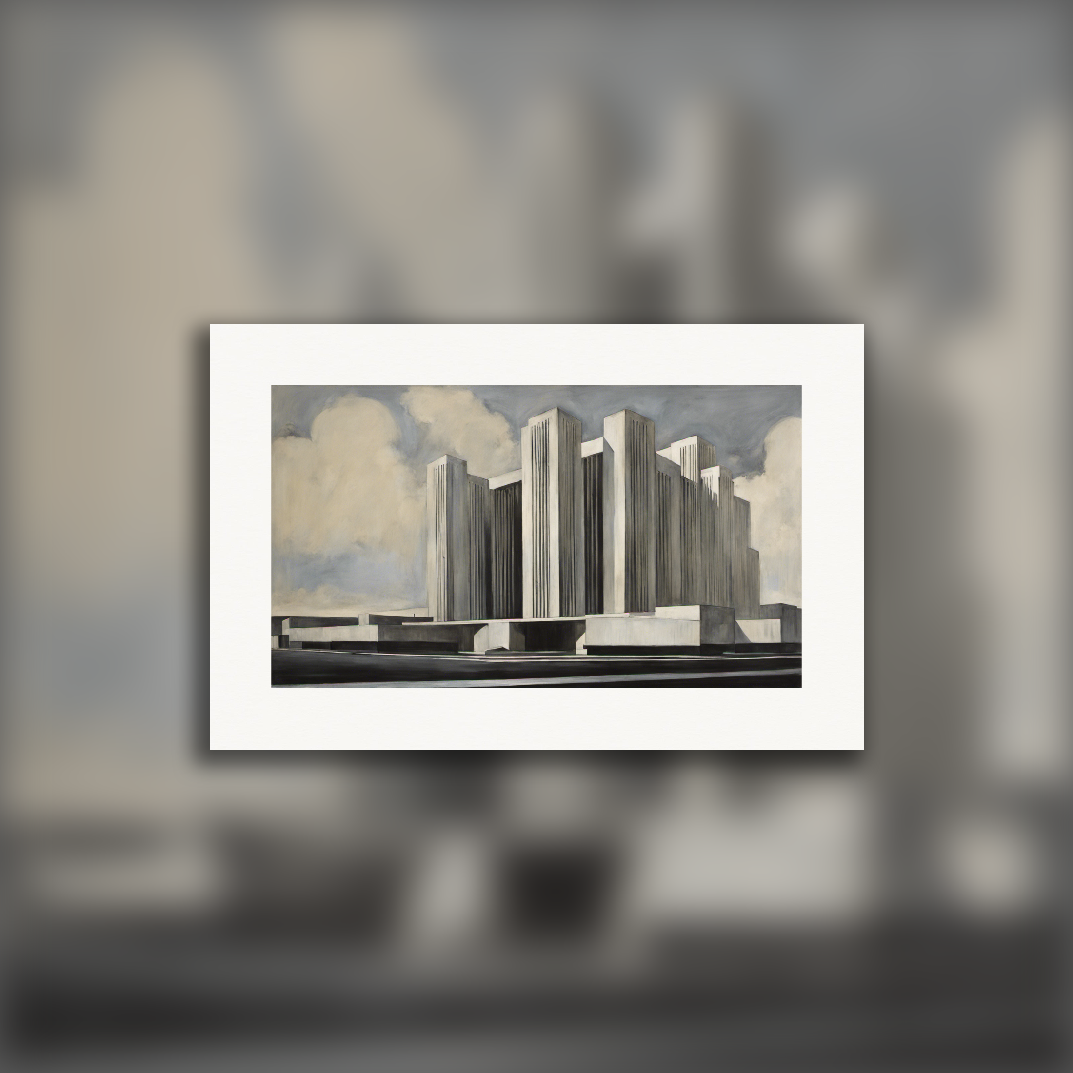 Retratos expresionistas andróginos americanos de principios del siglo XX, arquitectura brutalista - Póster