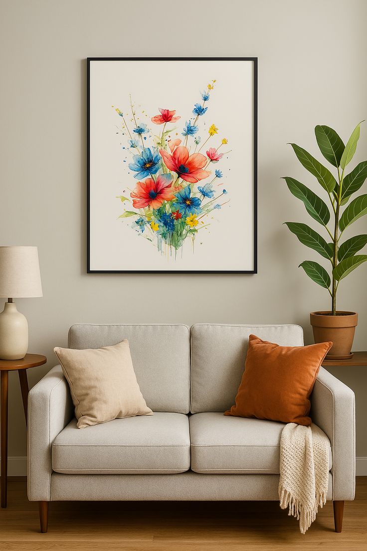 Flores acuarela - Póster