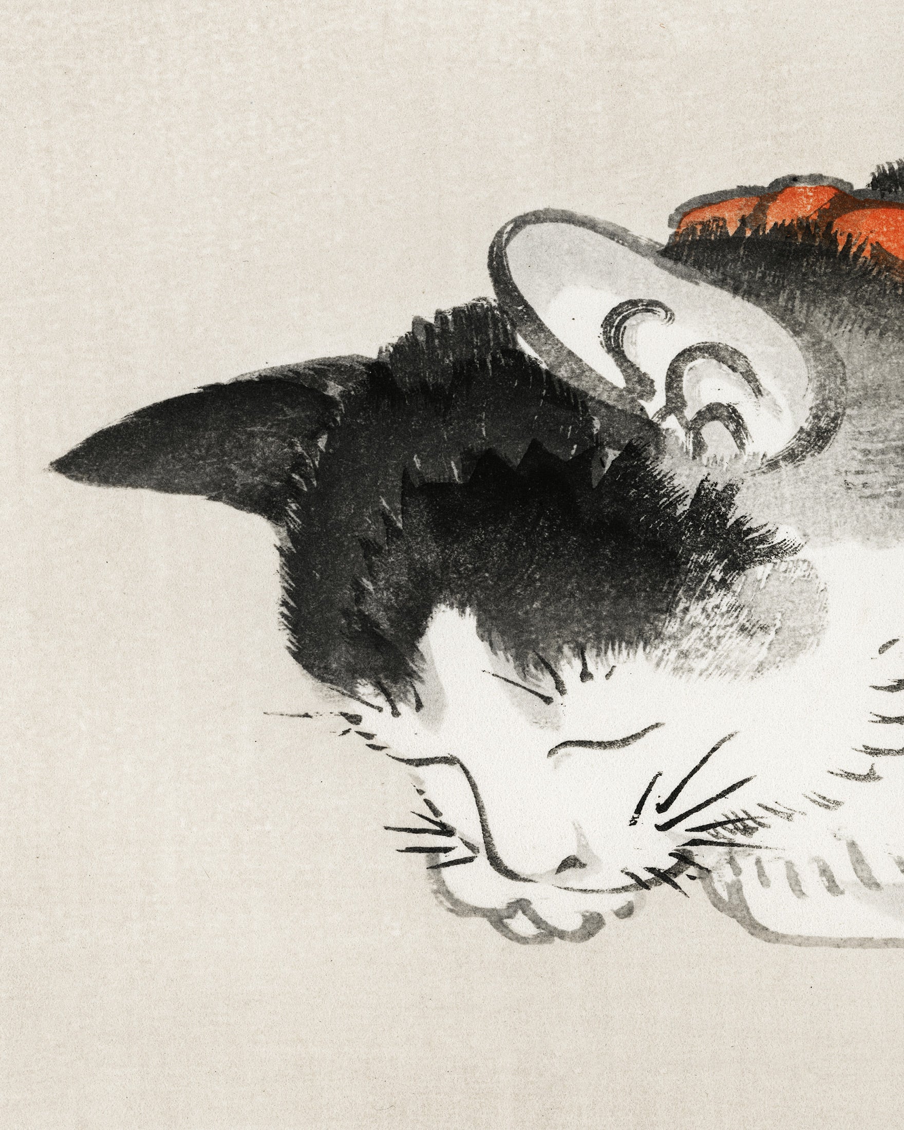 Gato durmiendo, Kōno Bairei Póster