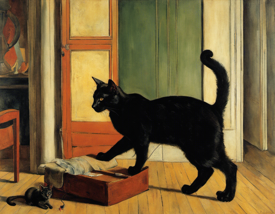 Pintura figurativa francesa, un gato - Póster