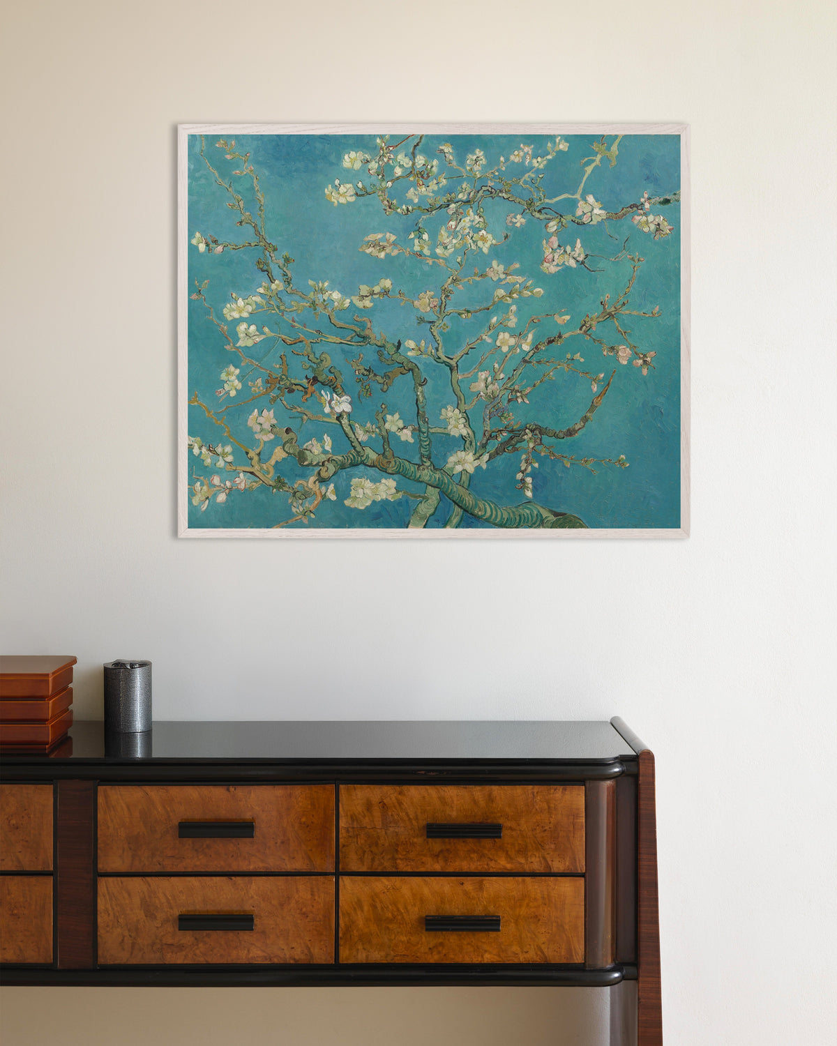 Póster Almendro en flor (1890), de Vincent van Gogh, con marco de madera blanca