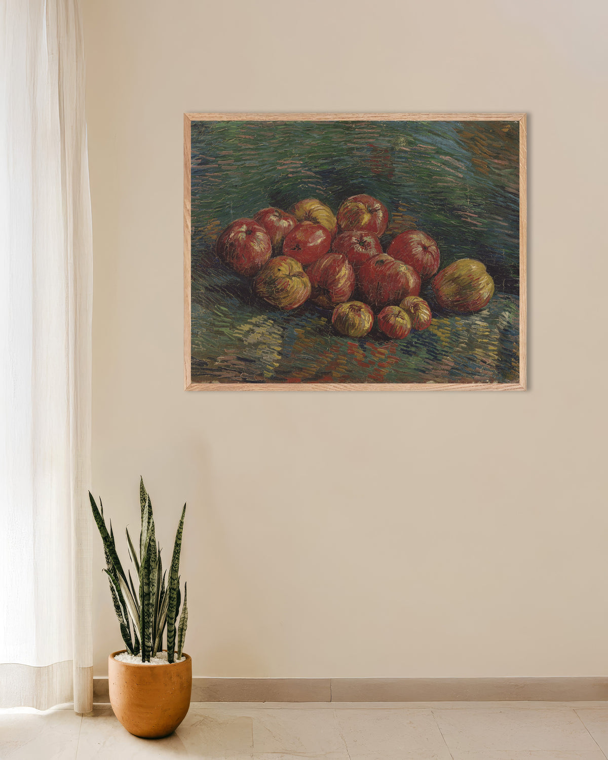 Póster: Manzanas (1887), de Vincent van Gogh, con marco de madera natural