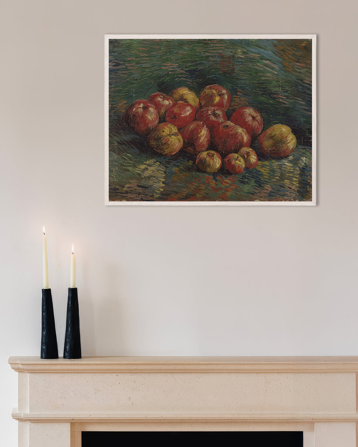 Póster: Manzanas (1887), de Vincent van Gogh, con marco de madera blanca