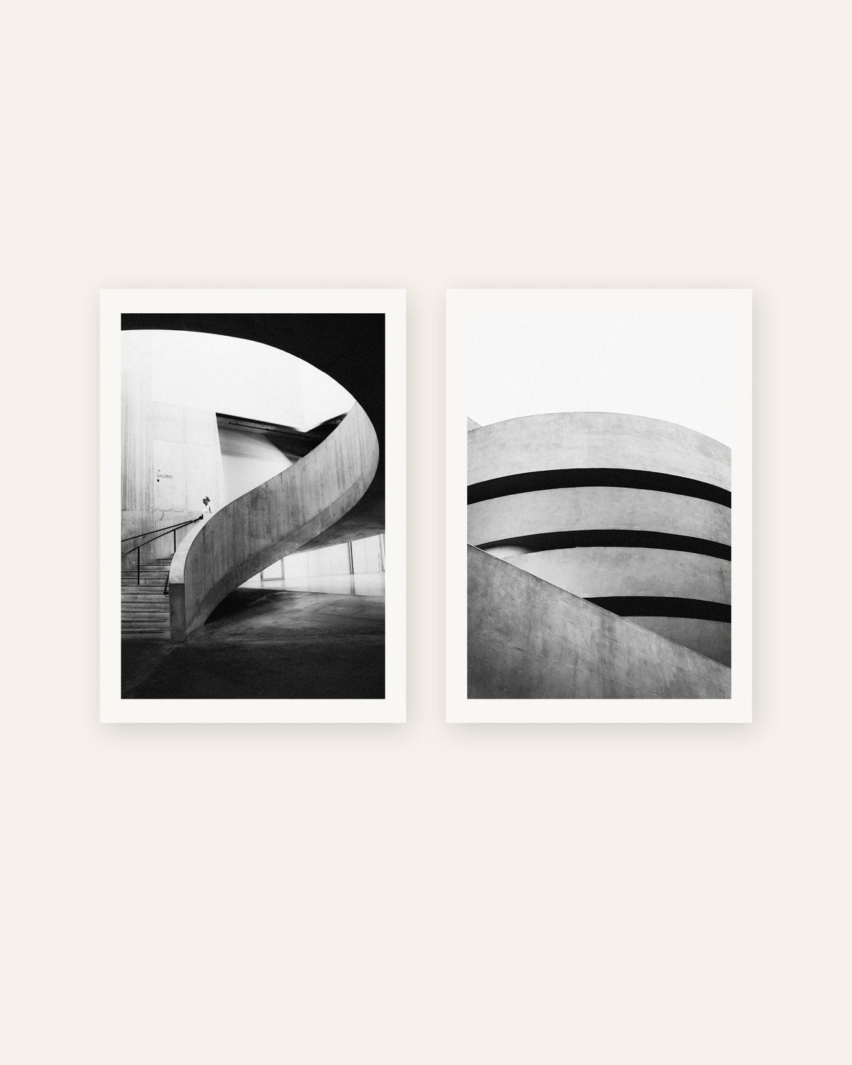Pósters brutalistas, conjunto de 2: curvas de hormigón, sin marco