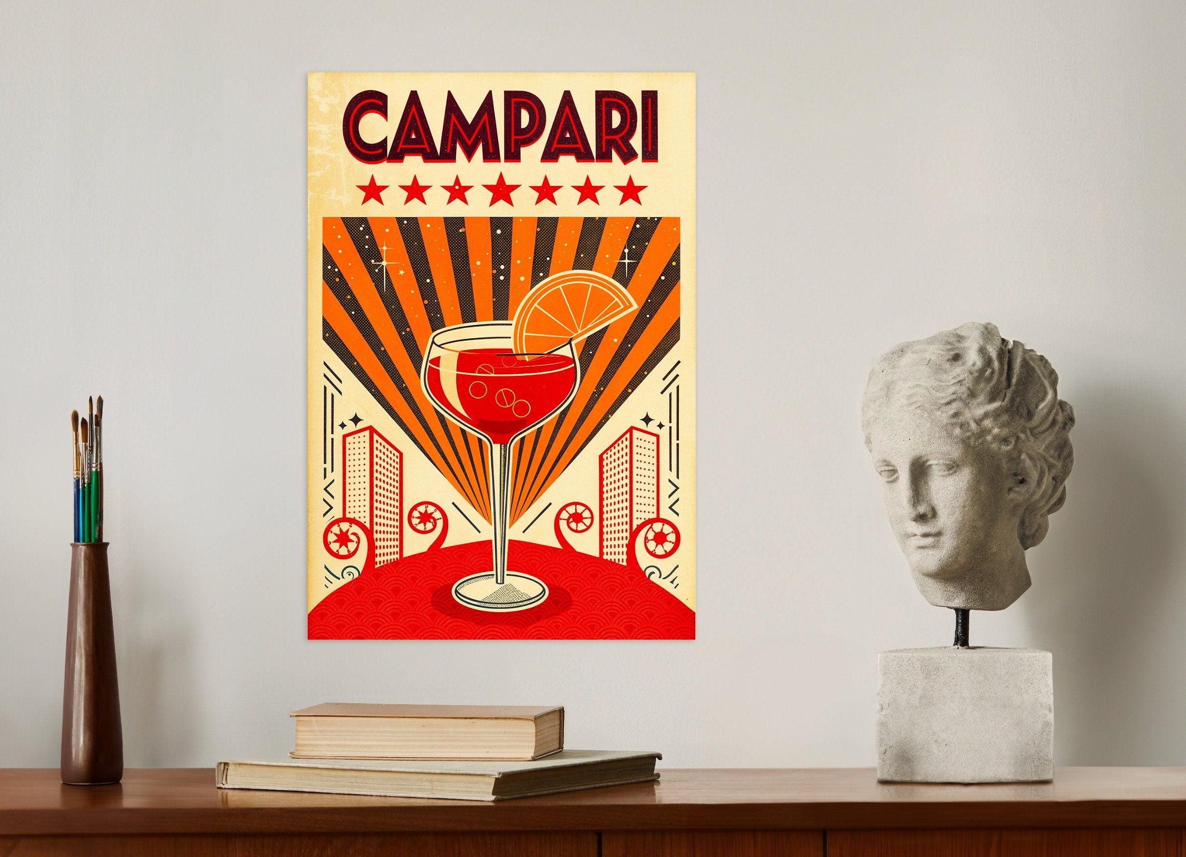 Poster of Campari Cocktail - Retro Aperitif Art Print