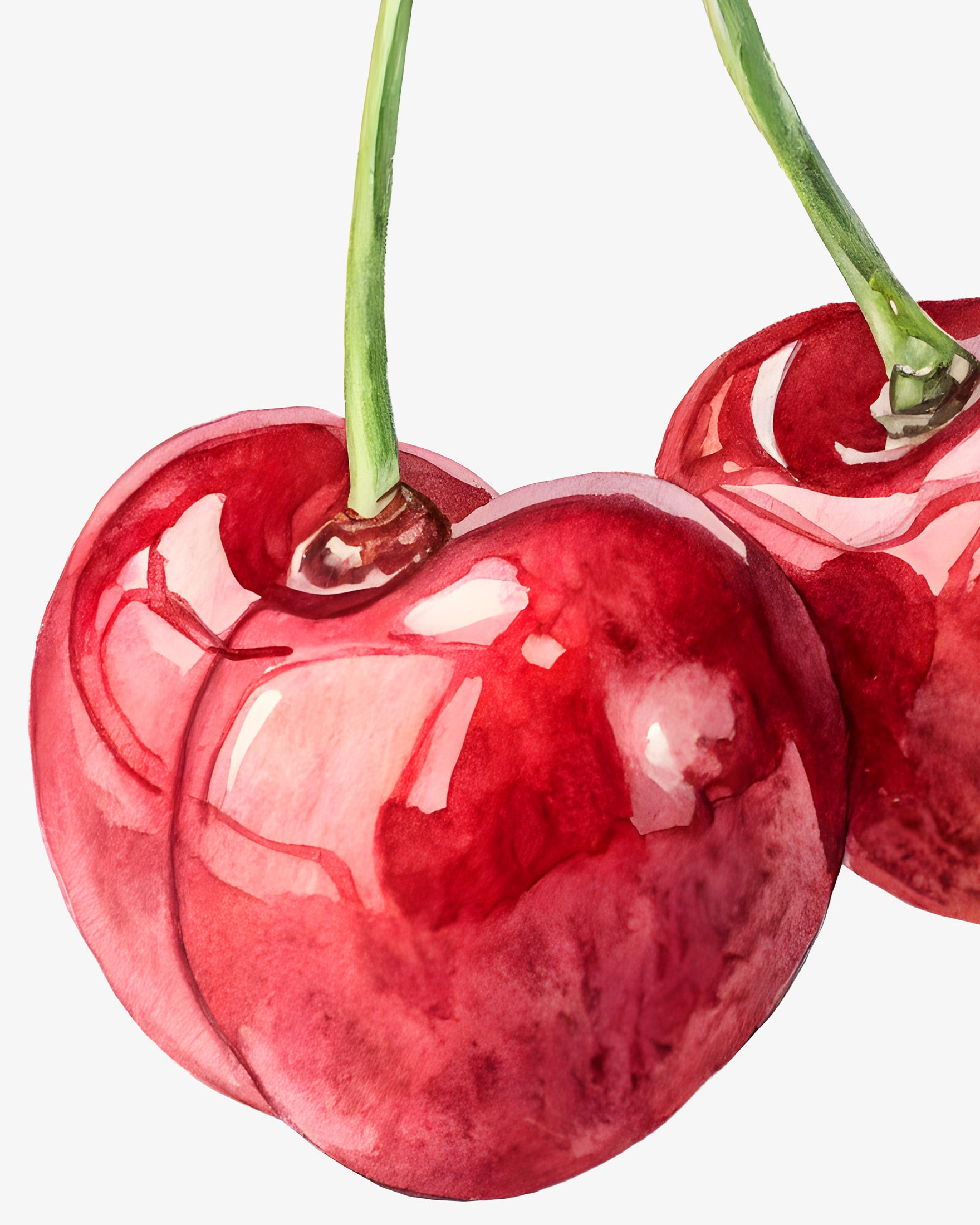 Lámina decorativa de cereza en acuarela – Póster de decoración de pared de frutas