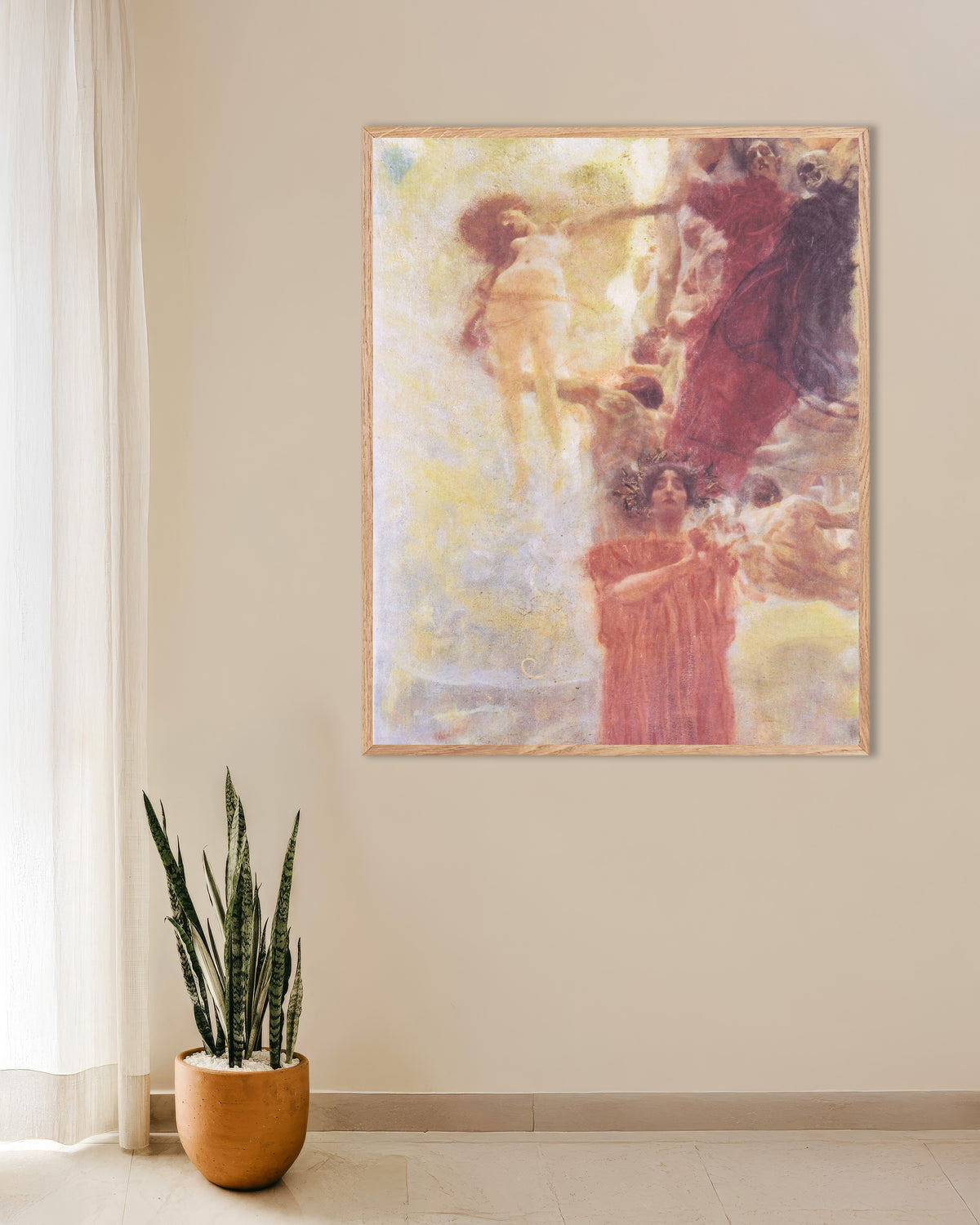 Póster Boceto para La Medicina (1897–1898), de Gustav Klimt, con marco de madera natural