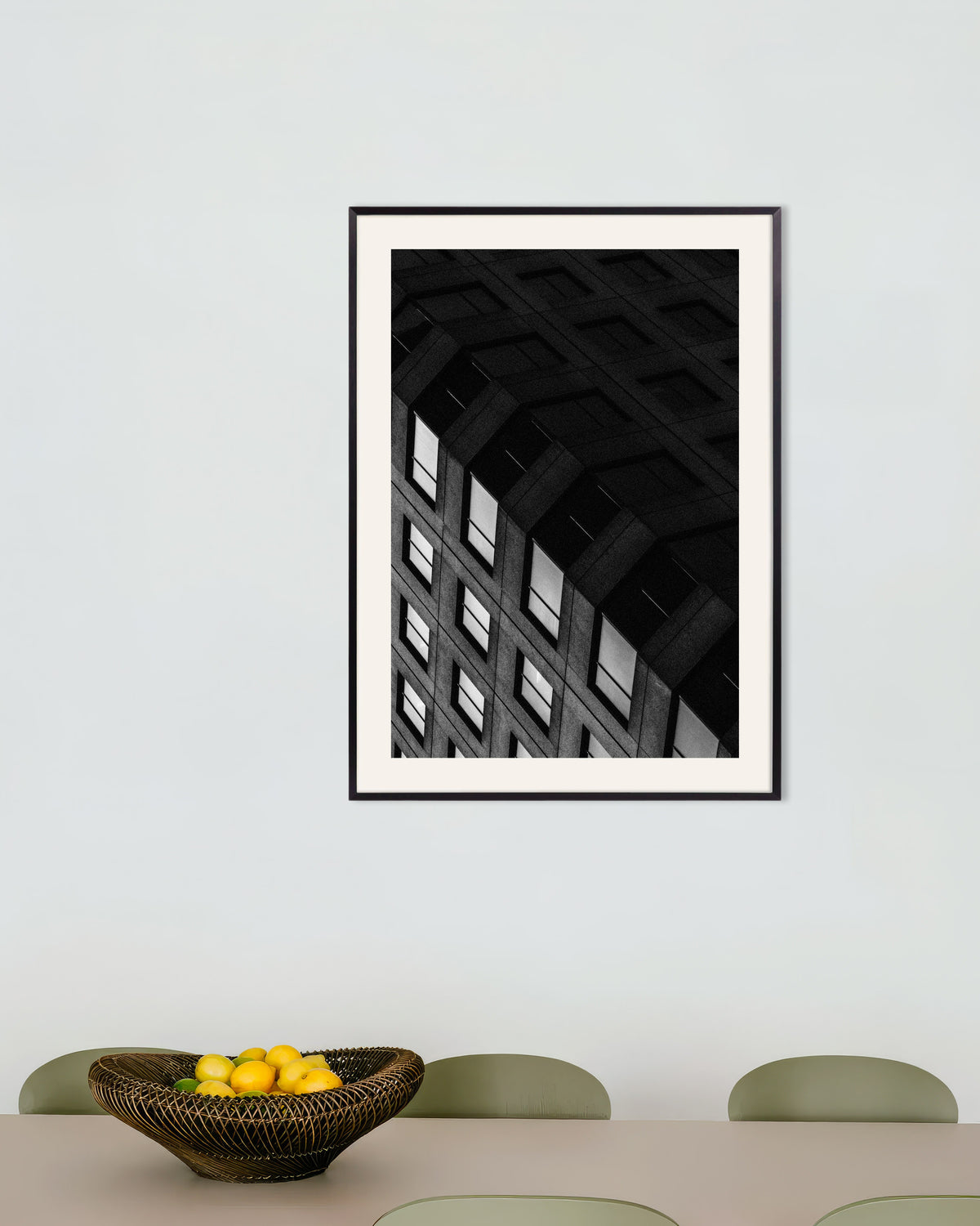 Póster «Cuadrícula de hormigón al anochecer», con marco metálico