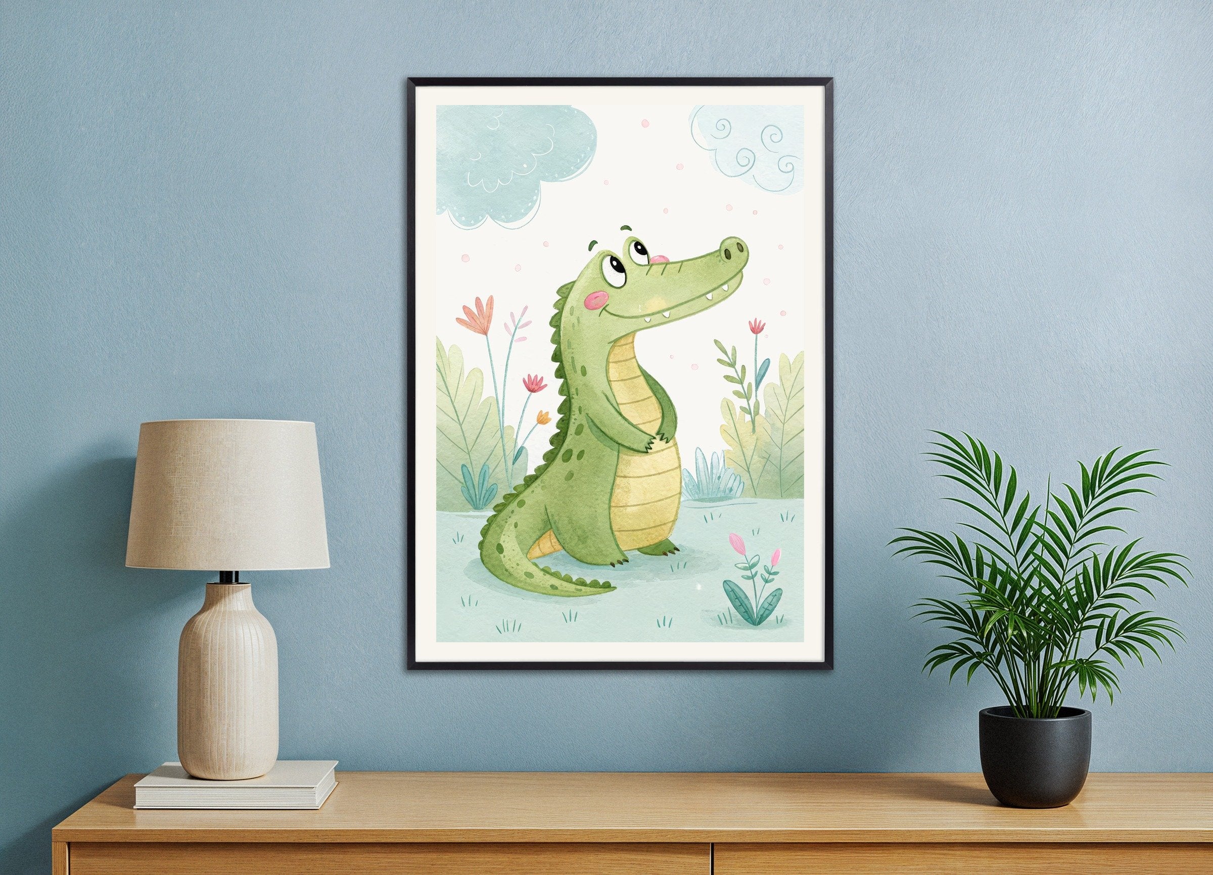 Crocodile Poster - Safari Nursery Wall Art, with metal frame