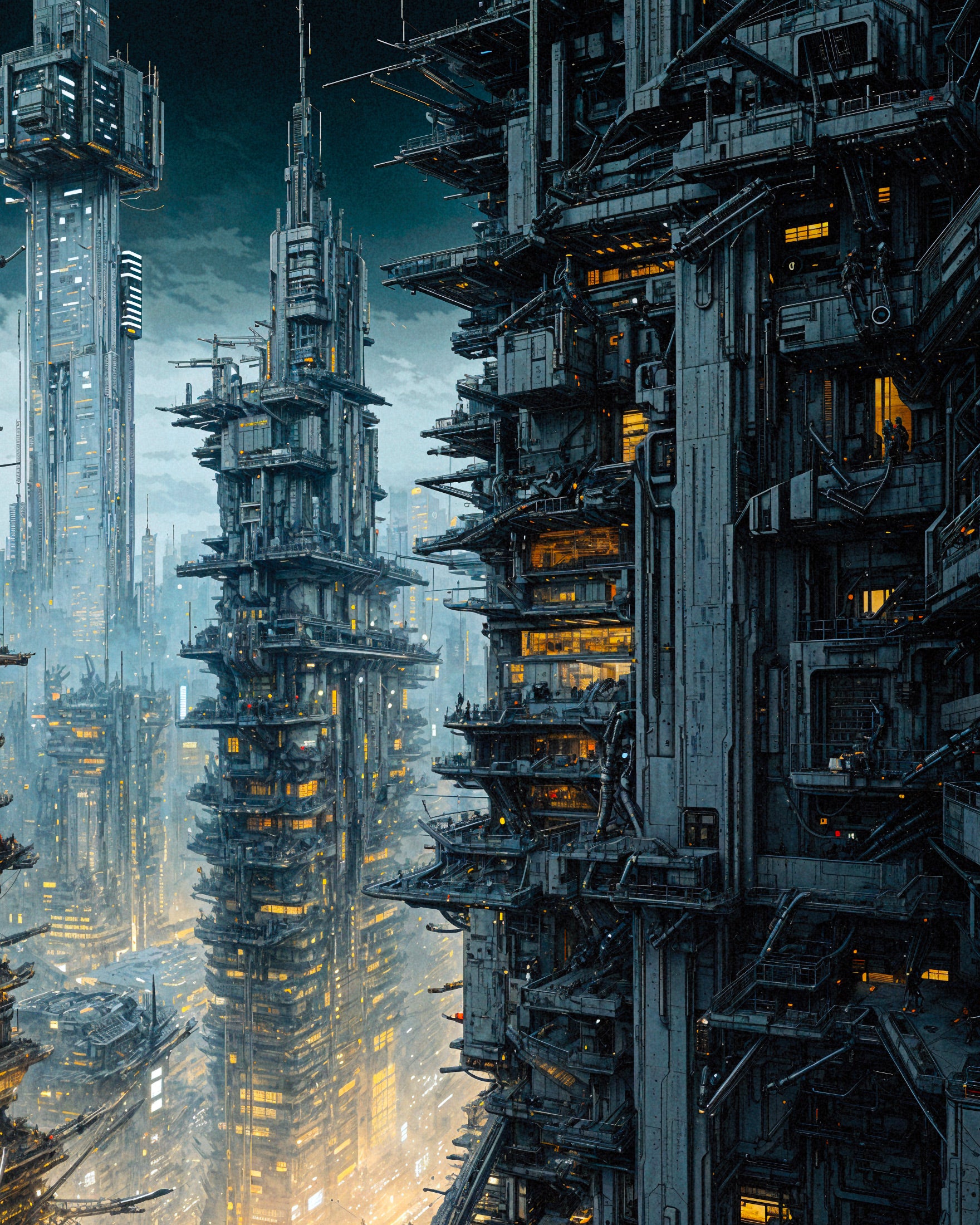 Ciudad cibernética de noche, ciencia ficción - Póster