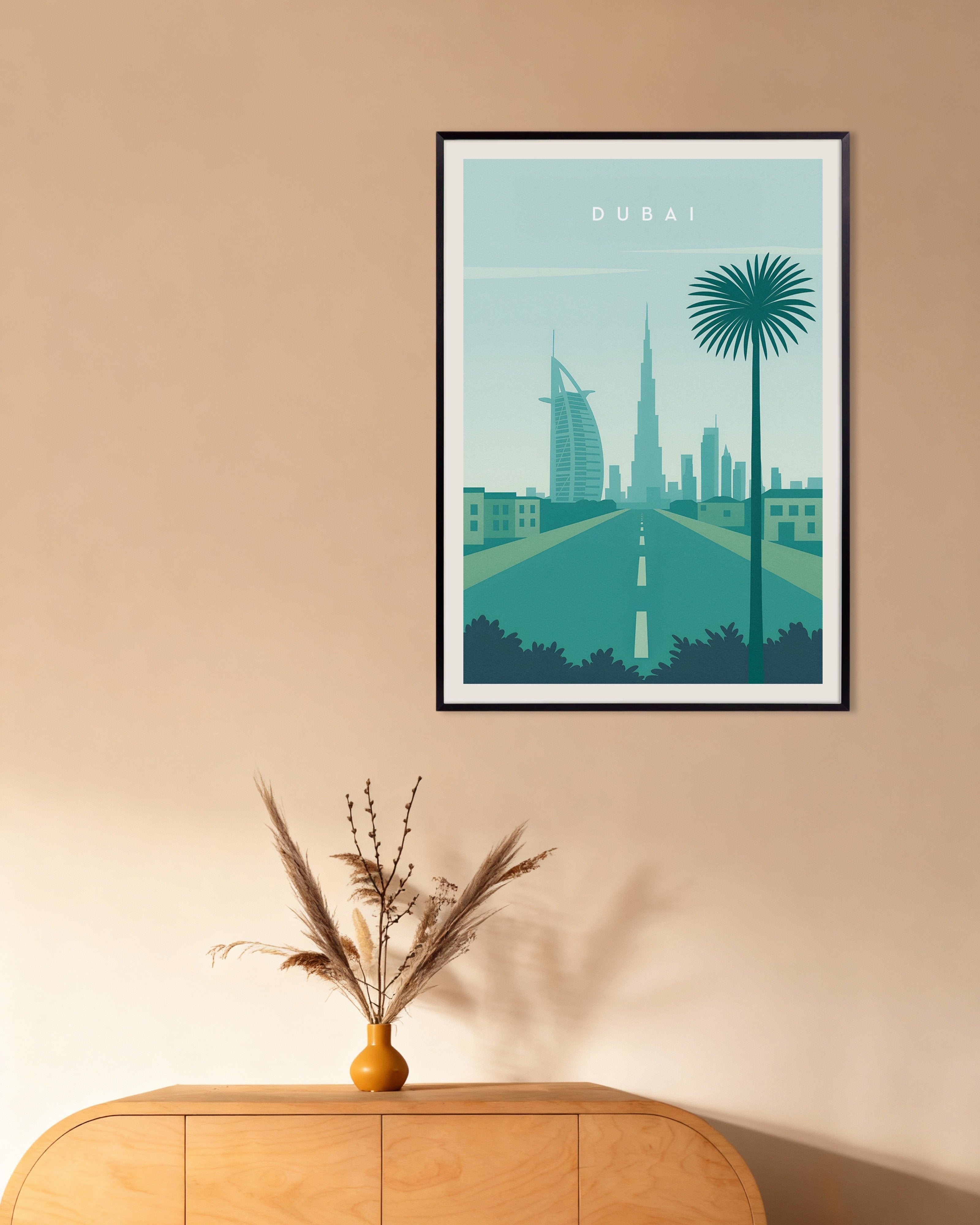 Poster of Dubai Skyline Wall Art Print, with metal frame
