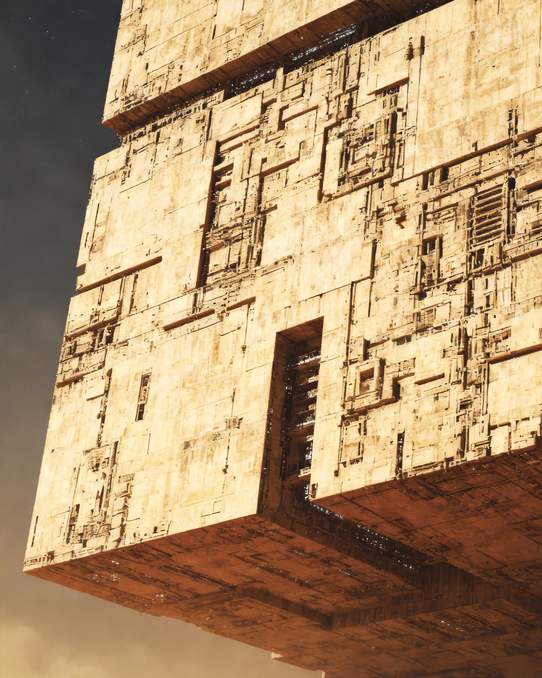 Cubo Colosal del Desierto, Dune, Lámina Decorativa de Megastructura de Ciencia Ficción Póster