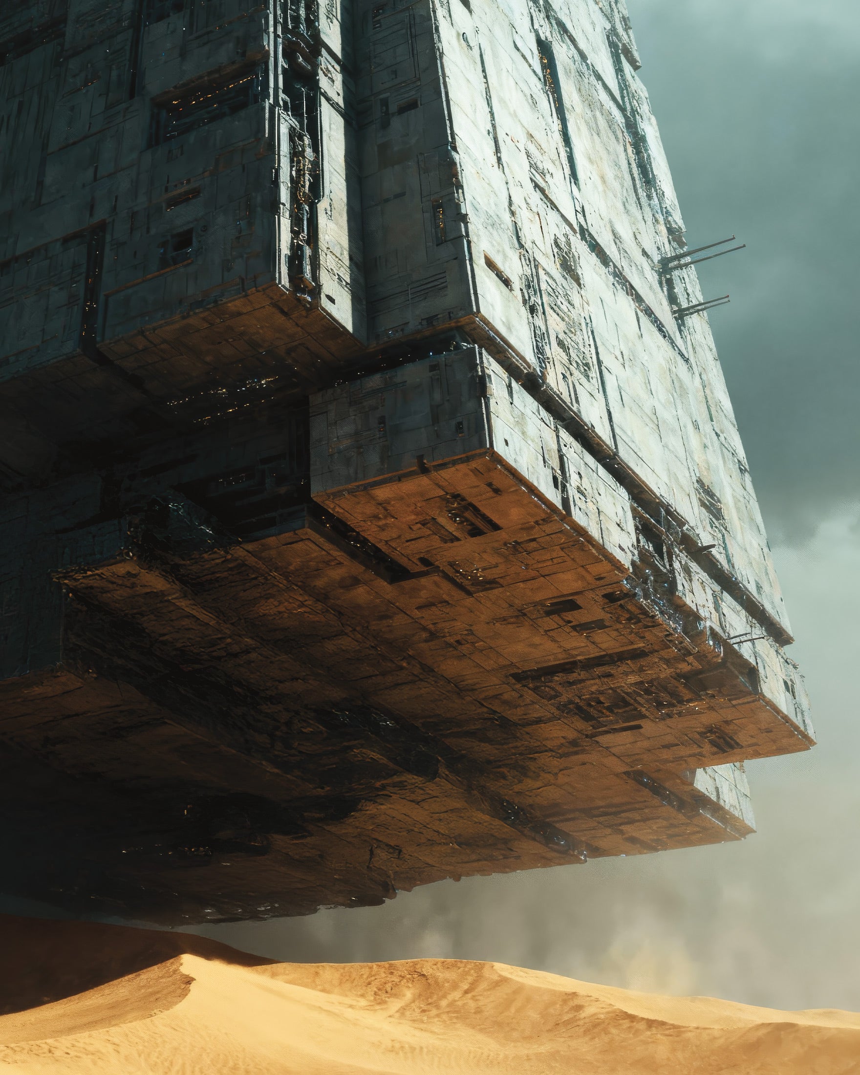 Póster de Megastructura Flotante, Dune, Lámina Decorativa de Ciencia Ficción en el Desierto