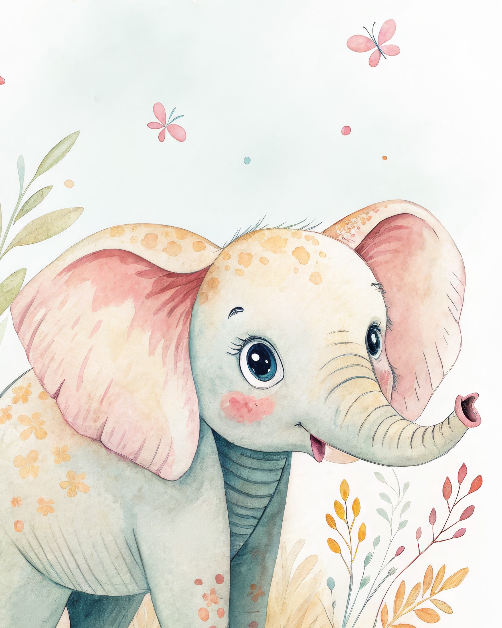 Póster de Elefante Bebé - Arte de Pared para Cuarto Infantil Safari