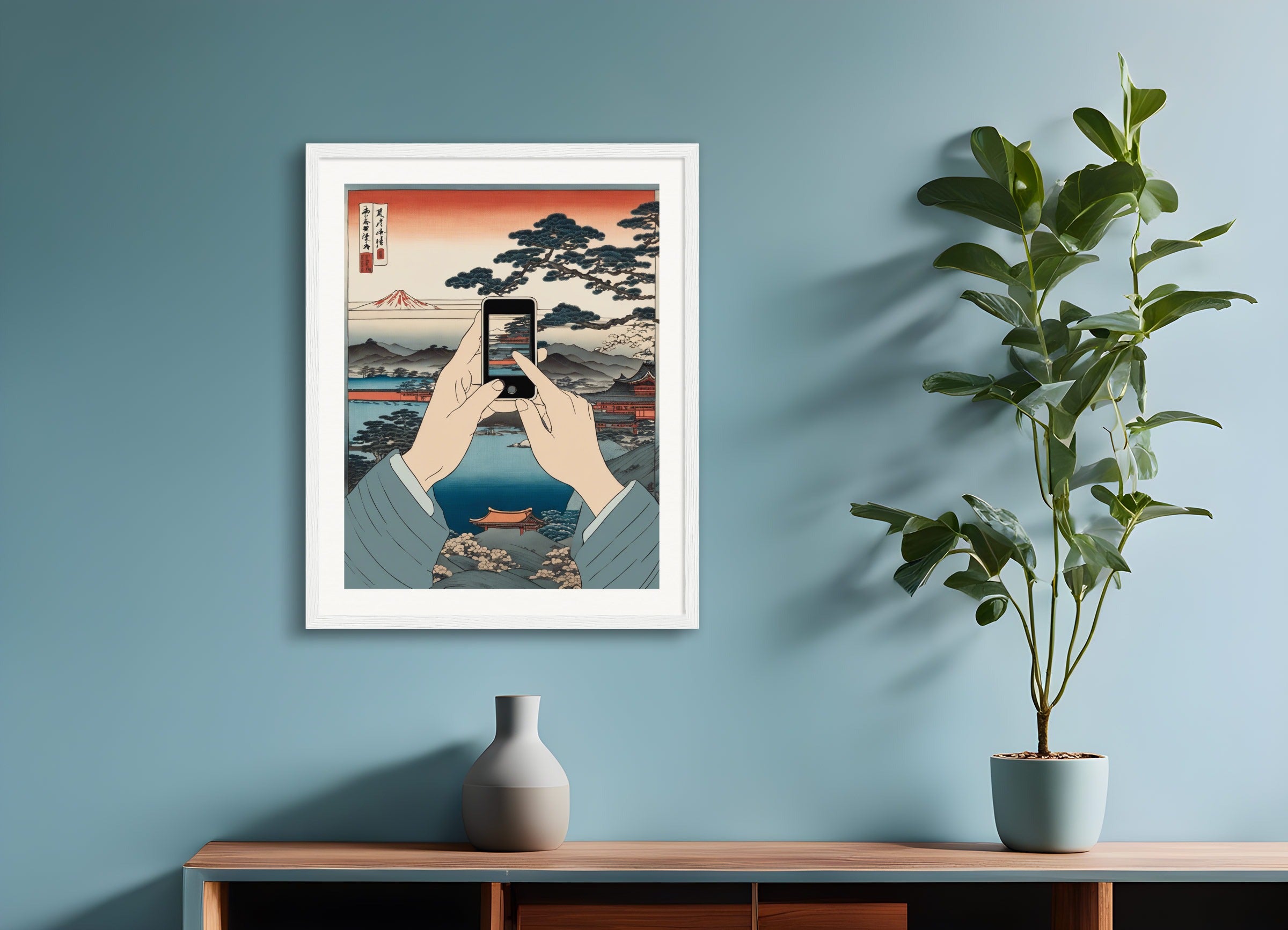 Poster with wood frame: Hiroshige,