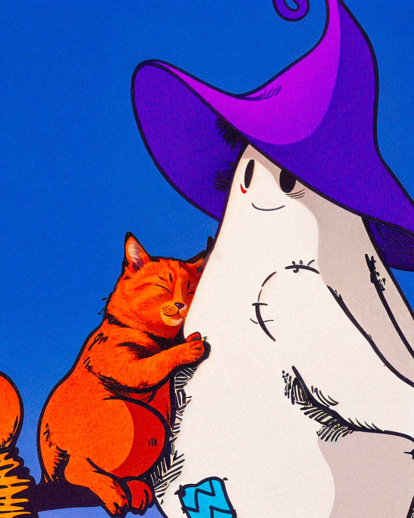 Un fantasma y un gato en una escoba voladora - Póster