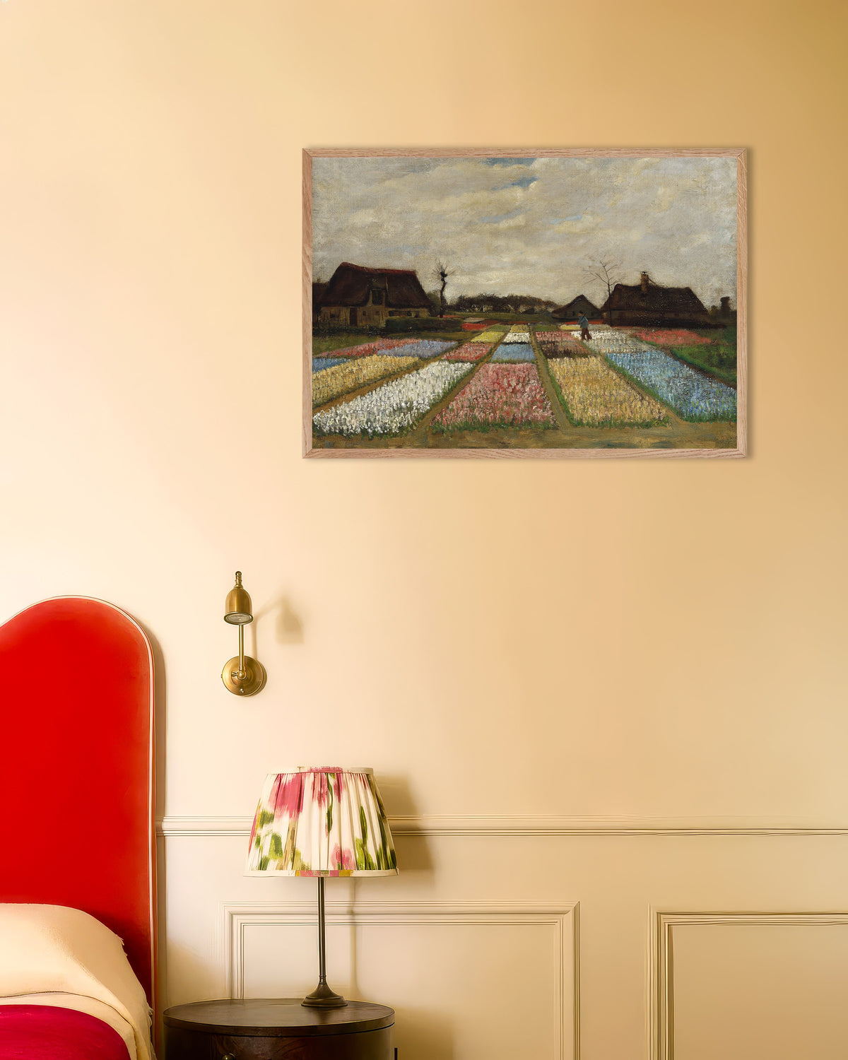 Póster de Parterres de flores en Holanda (c. 1883), de Vincent van Gogh, con marco de madera natural