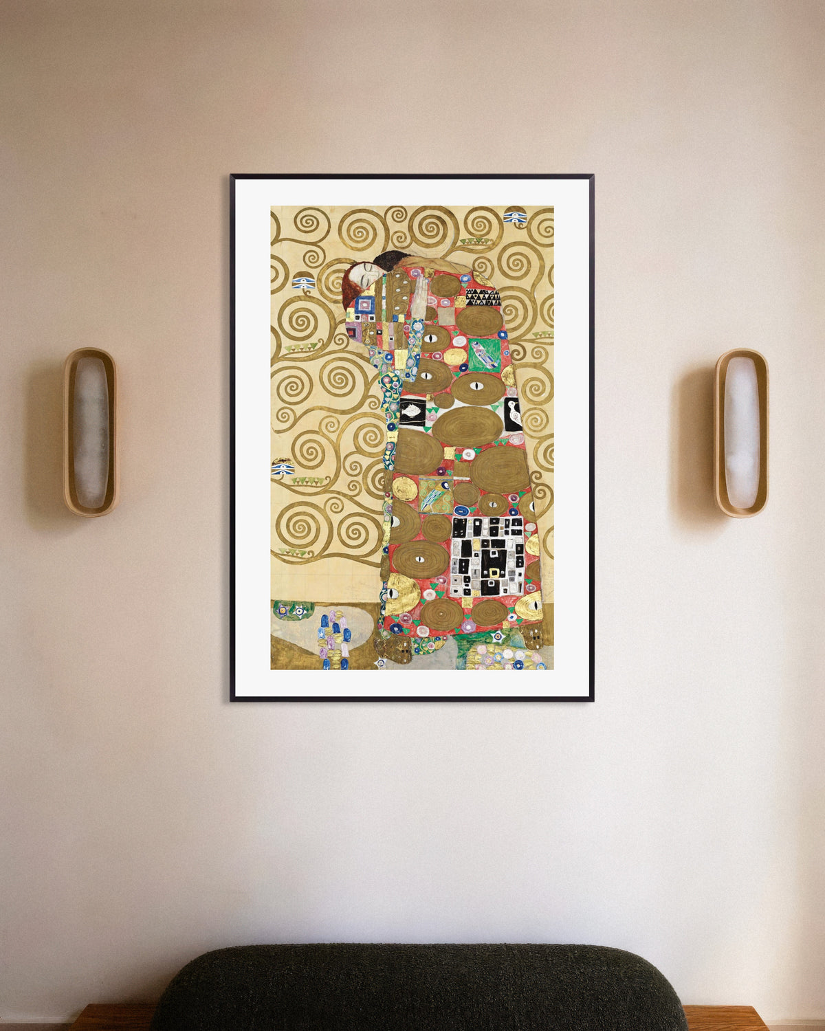 Póster de Cumplimiento, Friso Stoclet (1910–1911), de Gustav Klimt, con marco metálico