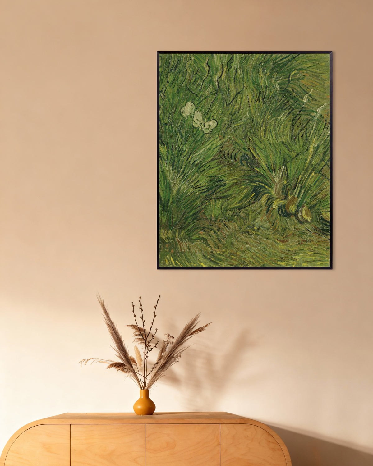Póster de Jardín con mariposas (1889), de Vincent van Gogh, con marco metálico