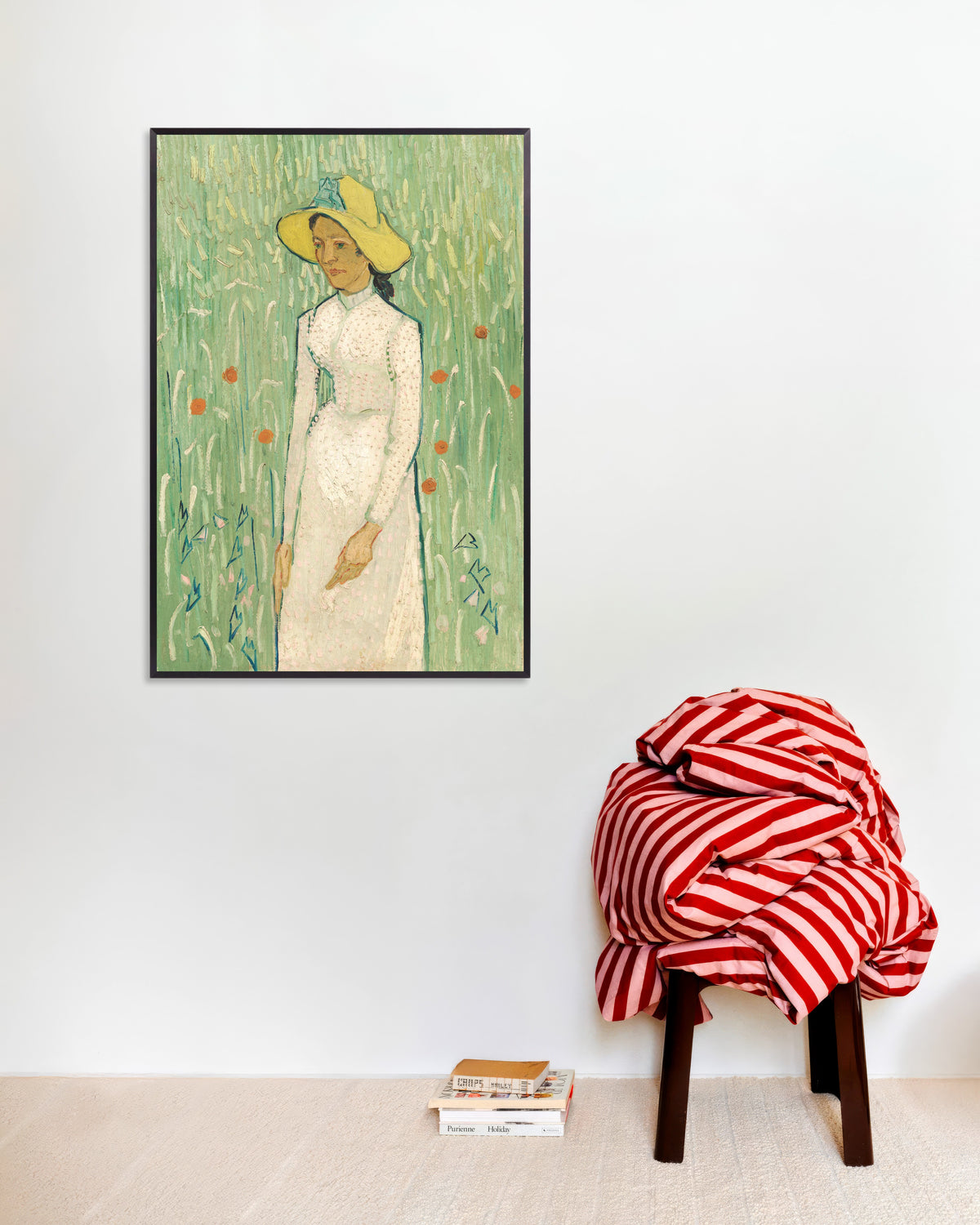 Póster de Chica de blanco (1890), de Vincent van Gogh, con marco metálico