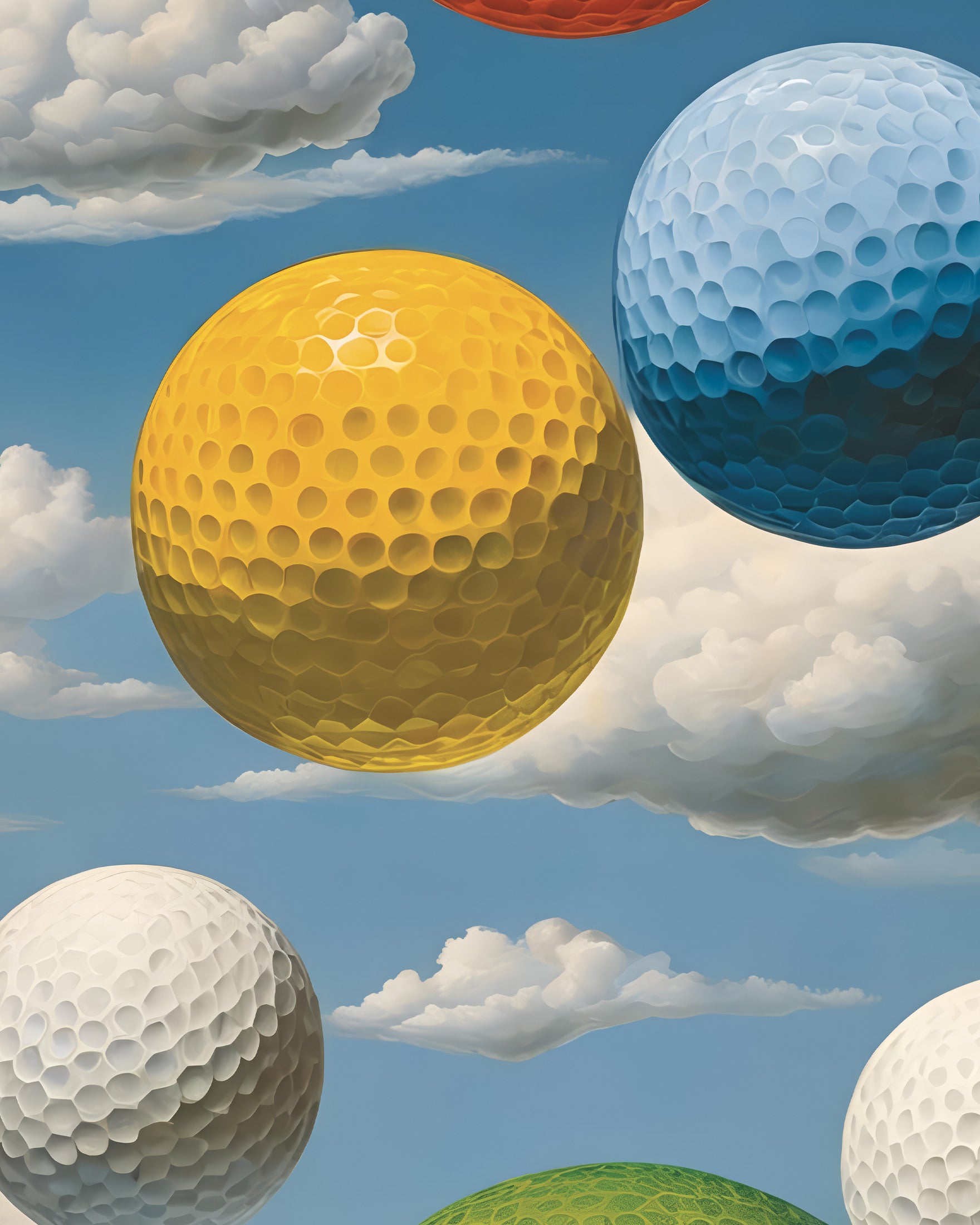 Mundos de golf – Póster cielo surrealista