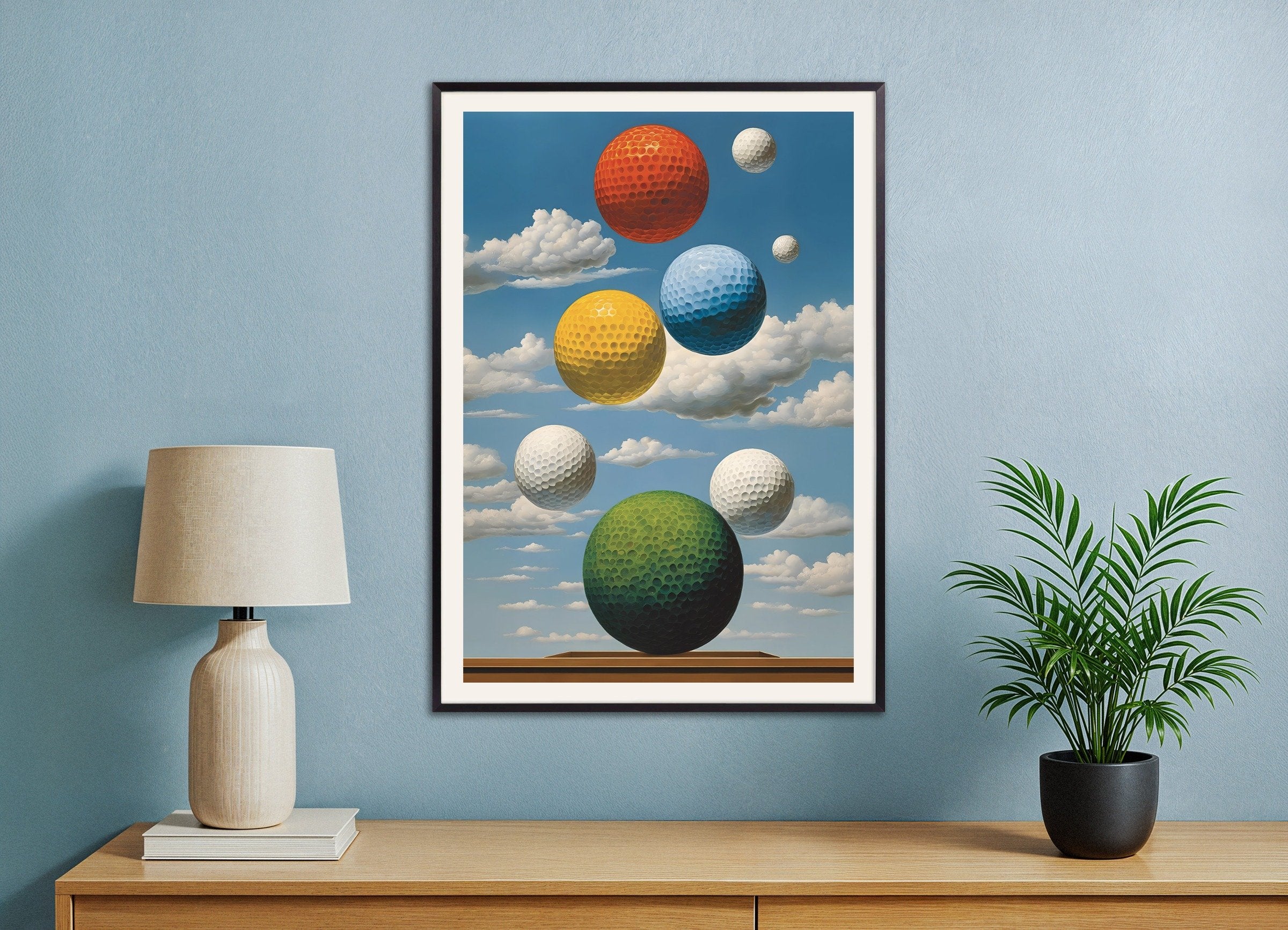 Poster of Golf worlds – Surreal sky poster, with metal frame