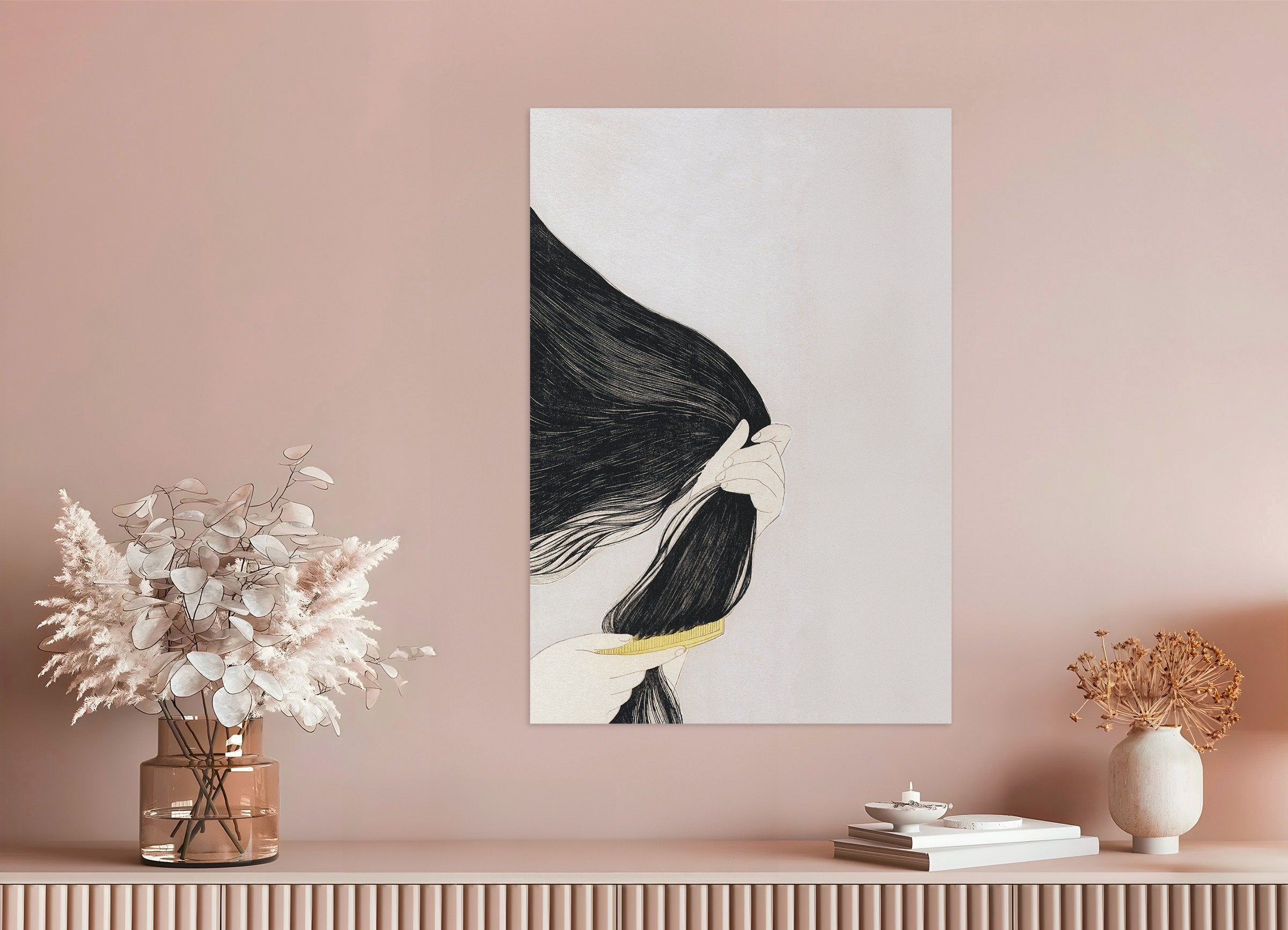 Poster of Goyo Hashiguchi Print - Woman Combing Her Hair 02 - The comb