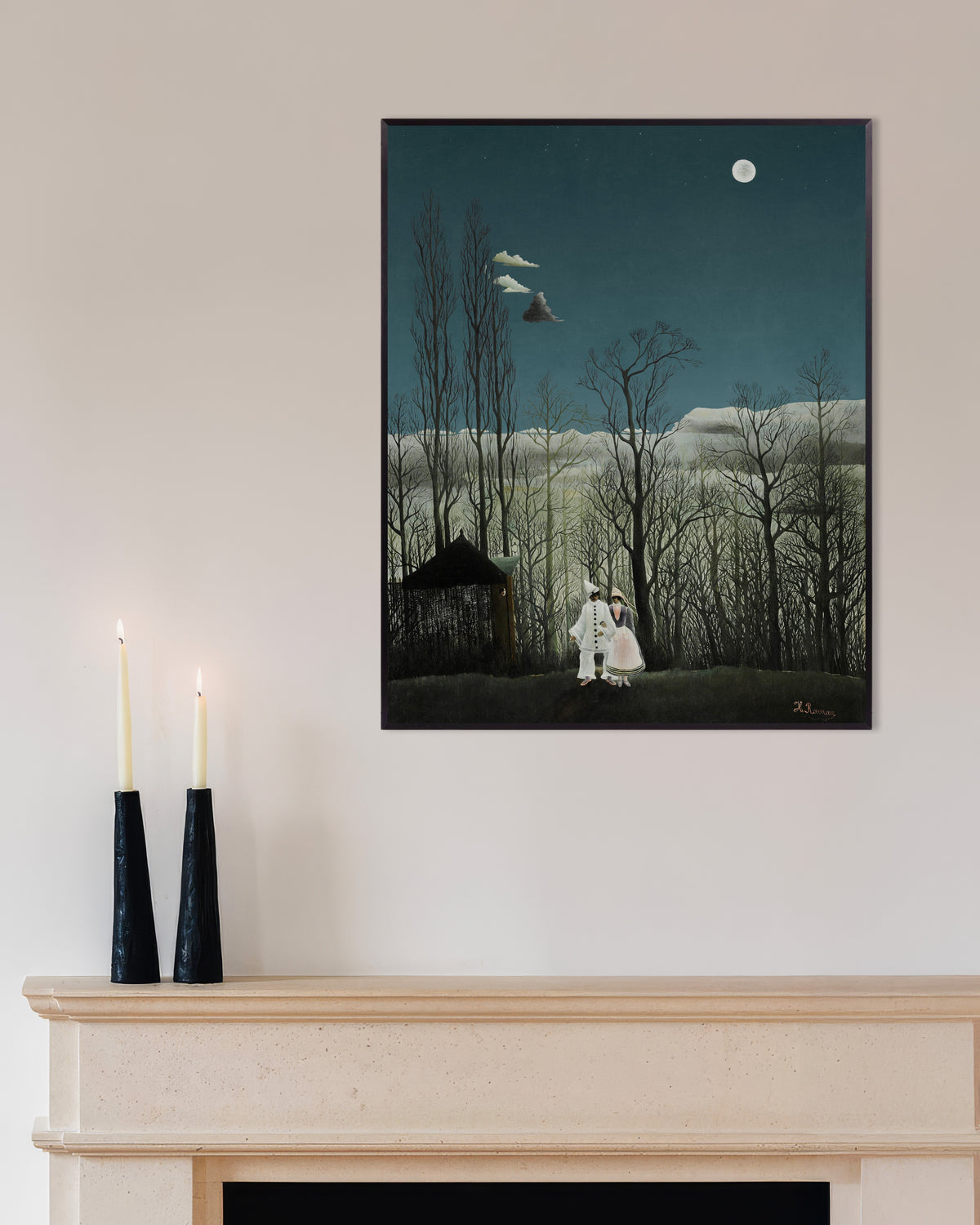 Póster de Henri Rousseau - Una noche de carnaval (detalle), con marco metálico