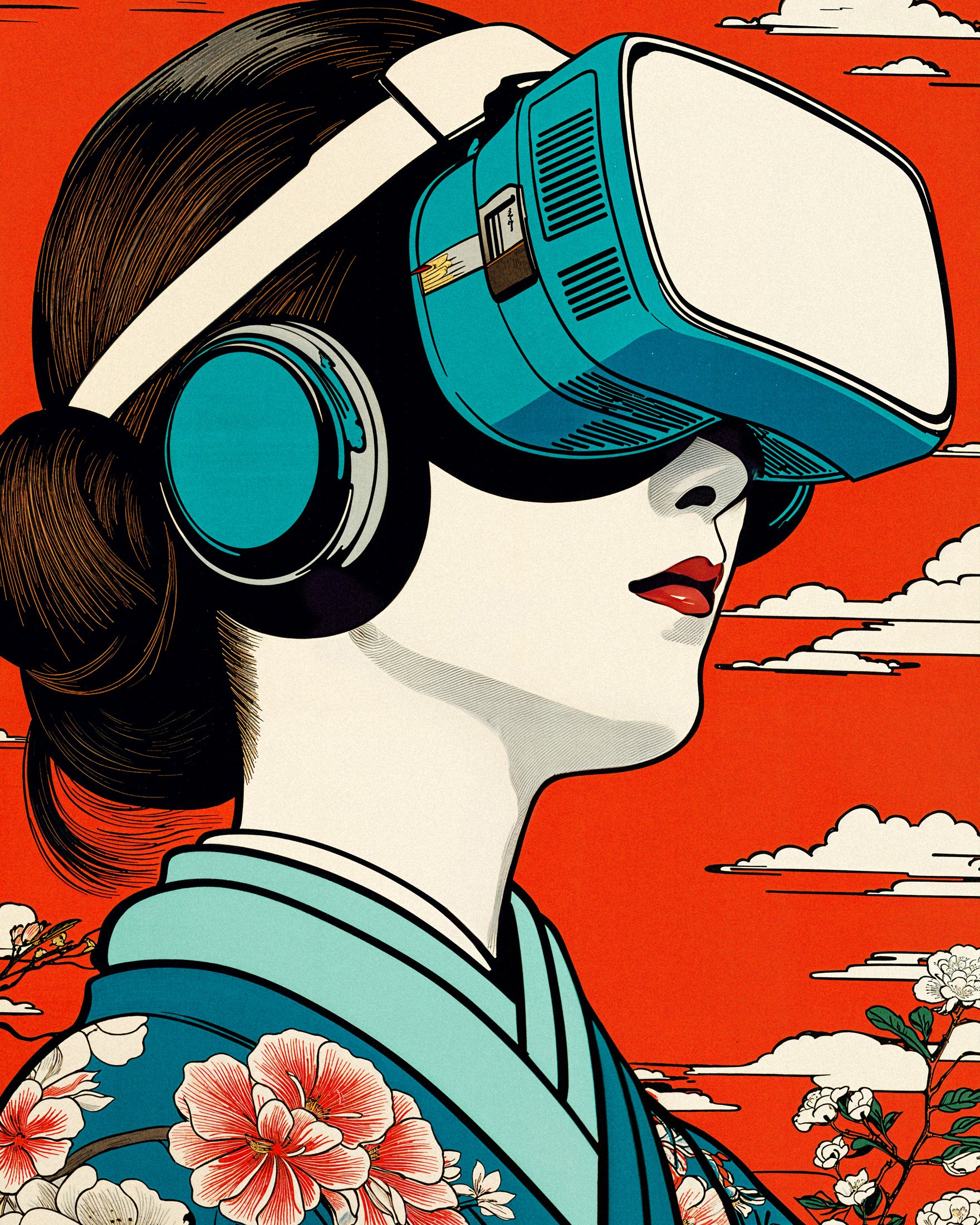 Póster 'Geisha VR' - Tributo a Hiroshige x Tecnología Moderna