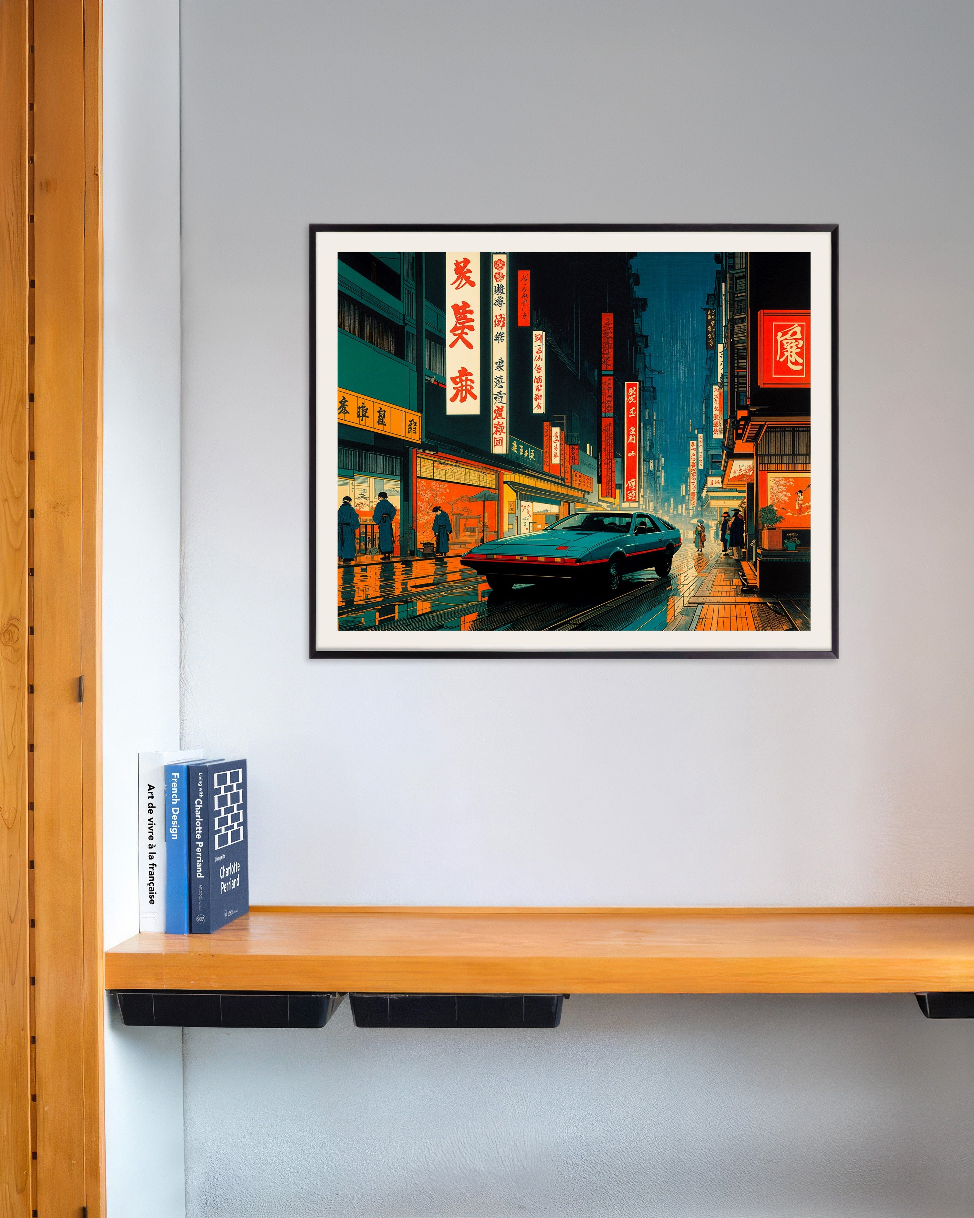 Poster of Hiroshige hypertech, car in Tokyo street - Poster, with metal frame