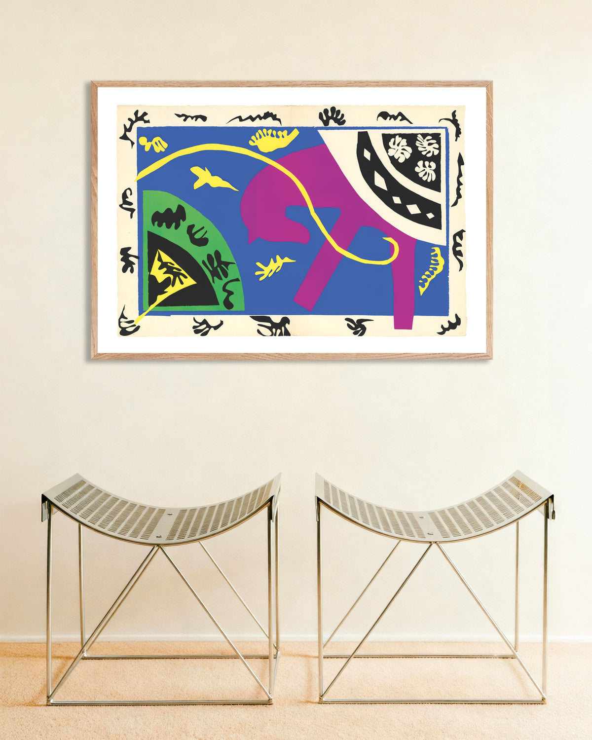 Caballo, jinete y payaso (Jazz, 1947), de Henri Matisse: póster con marco de madera natural