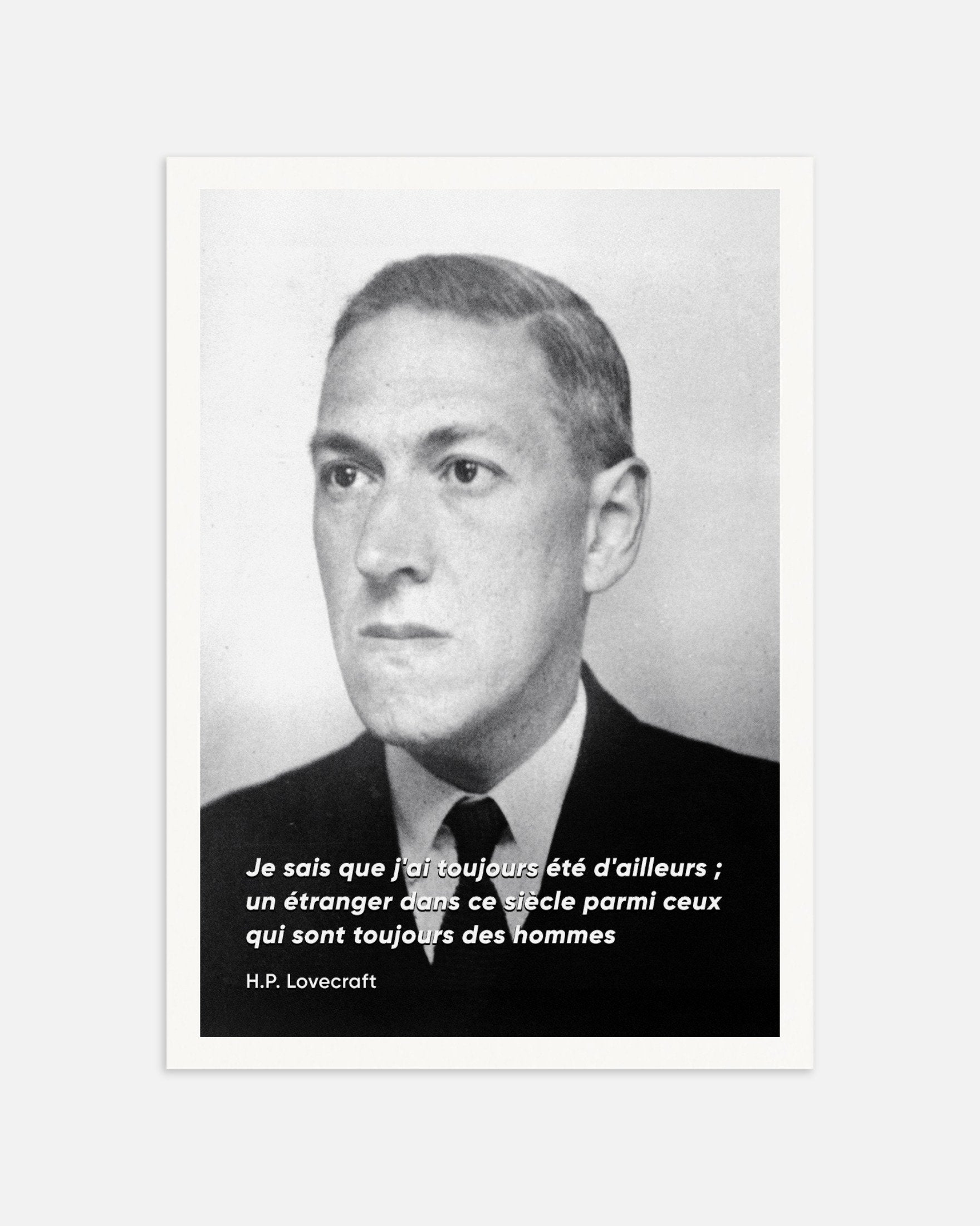 Poster of "I Am An Outsider" H.P. Lovecraft Portrait Quote Print, thumbnail