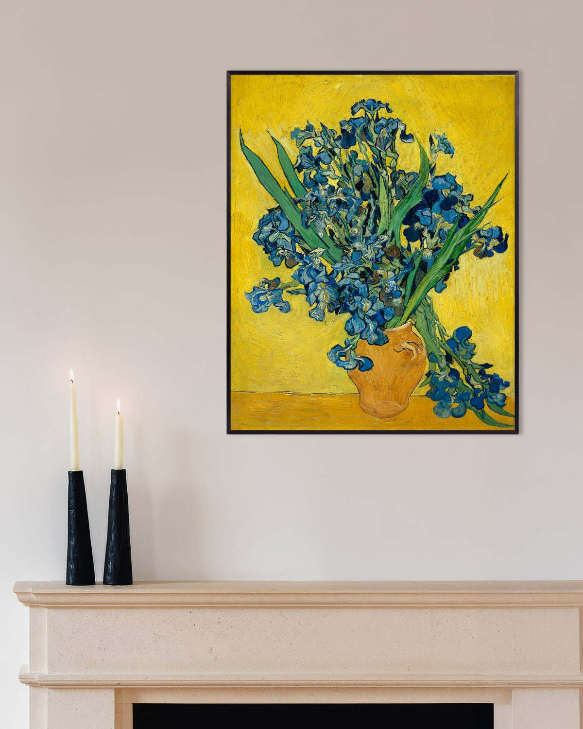 Póster de Iris en un jarrón (1890), de Vincent van Gogh, con marco metálico