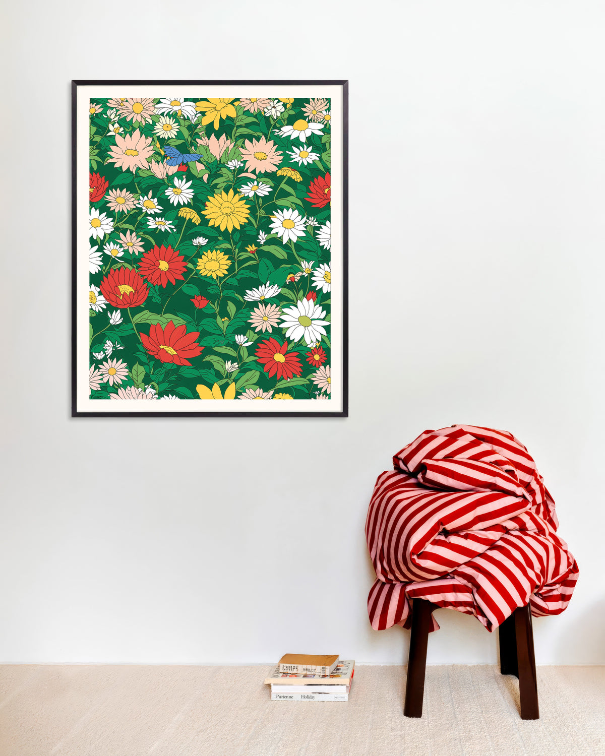 Póster de Estudio japonés de animación, flores, con marco metálico