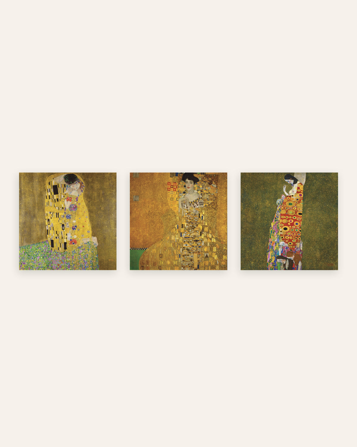 Pósters de Klimt, conjunto de 3: El beso, Adele Bloch-Bauer I y La esperanza II, sin marco