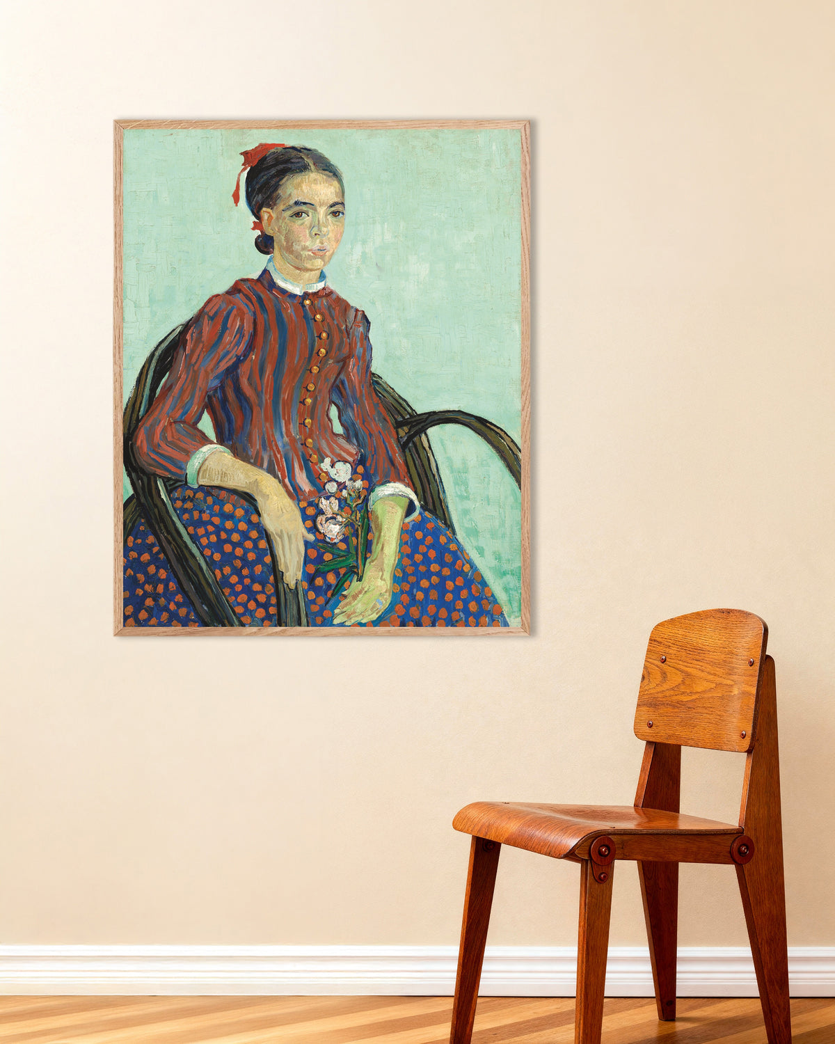 Póster de La Mousmé (1888), de Vincent van Gogh, con marco de madera natural