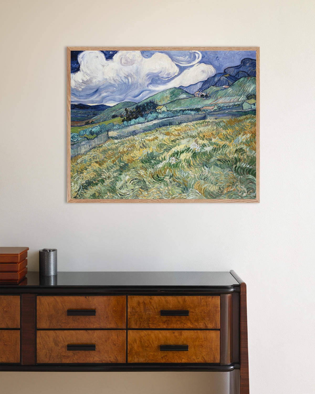 Póster de Paisaje de Saint-Rémy (1889), de Vincent van Gogh, con marco de madera natural