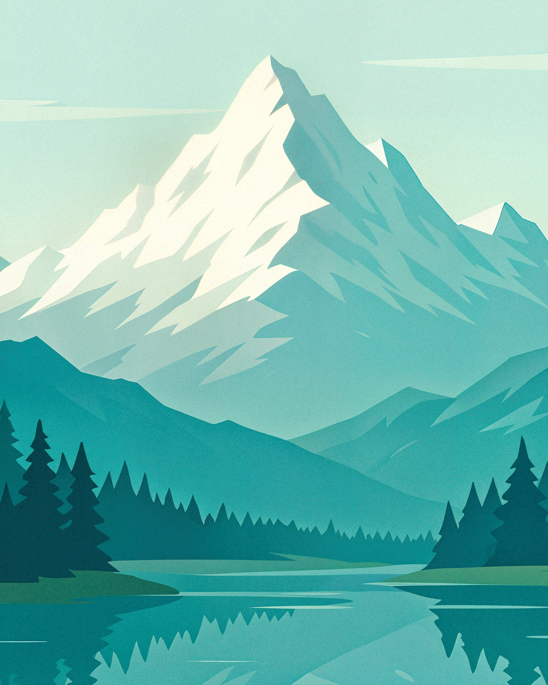 Póster Alpes - Lámina decorativa minimalista de montaña