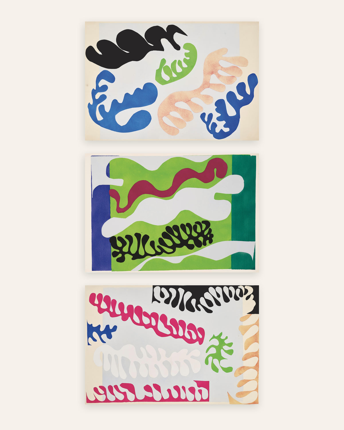 Pósters de Matisse Jazz, conjunto de 3: La laguna en azul, verde y rosa, sin marco