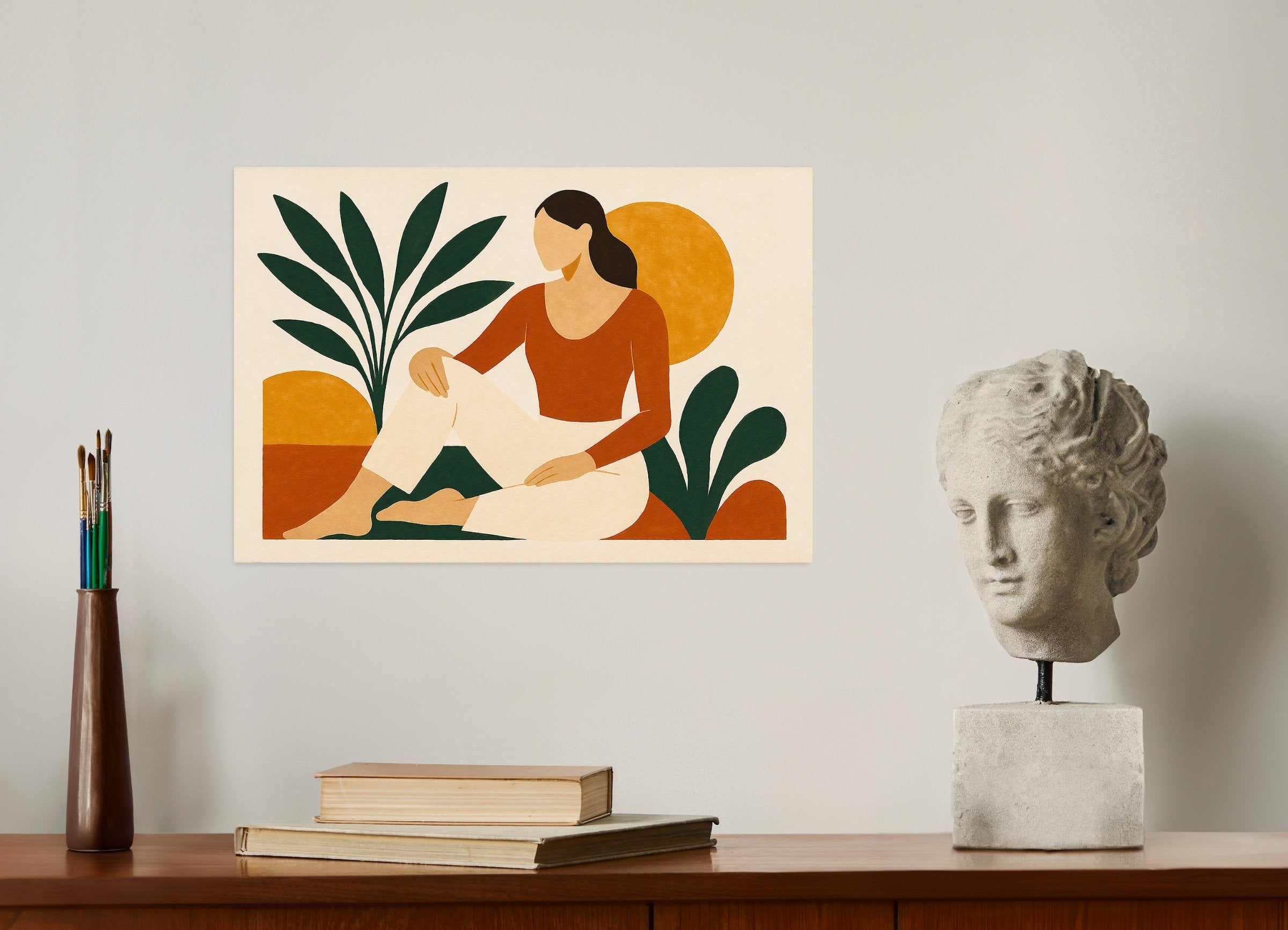 Poster of Modern Odalisque – abstract female figure with plants