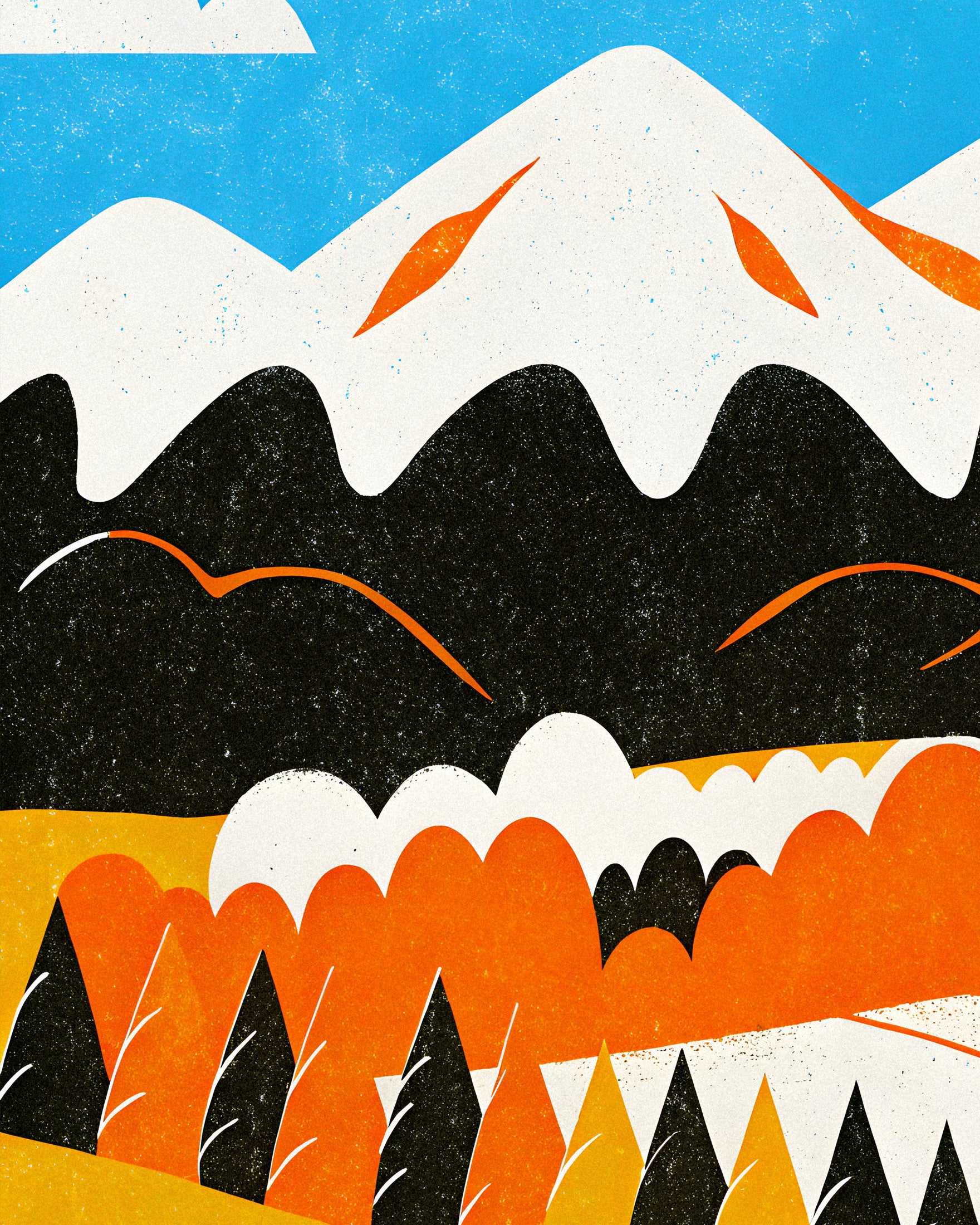 Paisaje Montañés Moderno – Póster Gráfico de Naturaleza