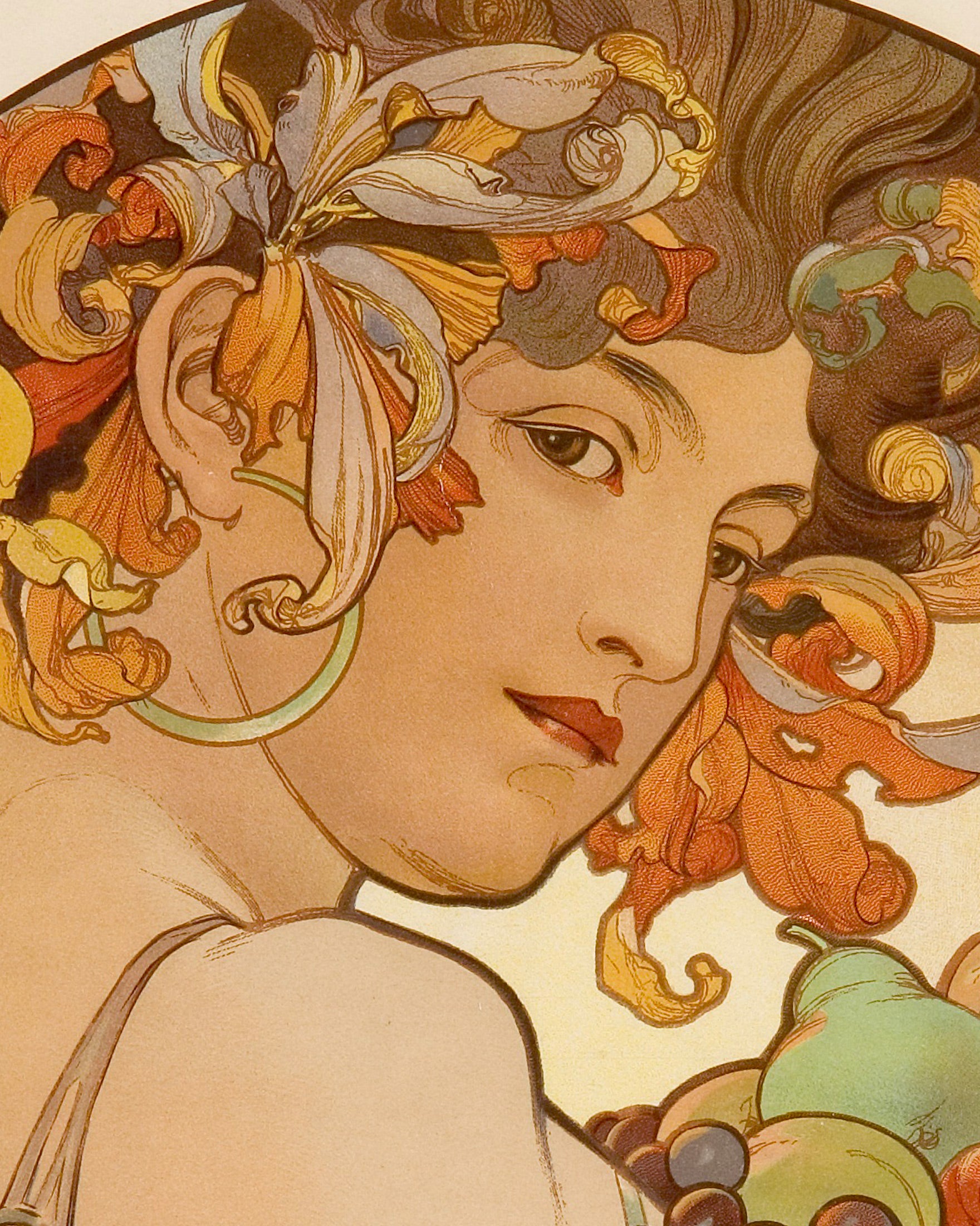 Frutas por Alfons Mucha - Póster