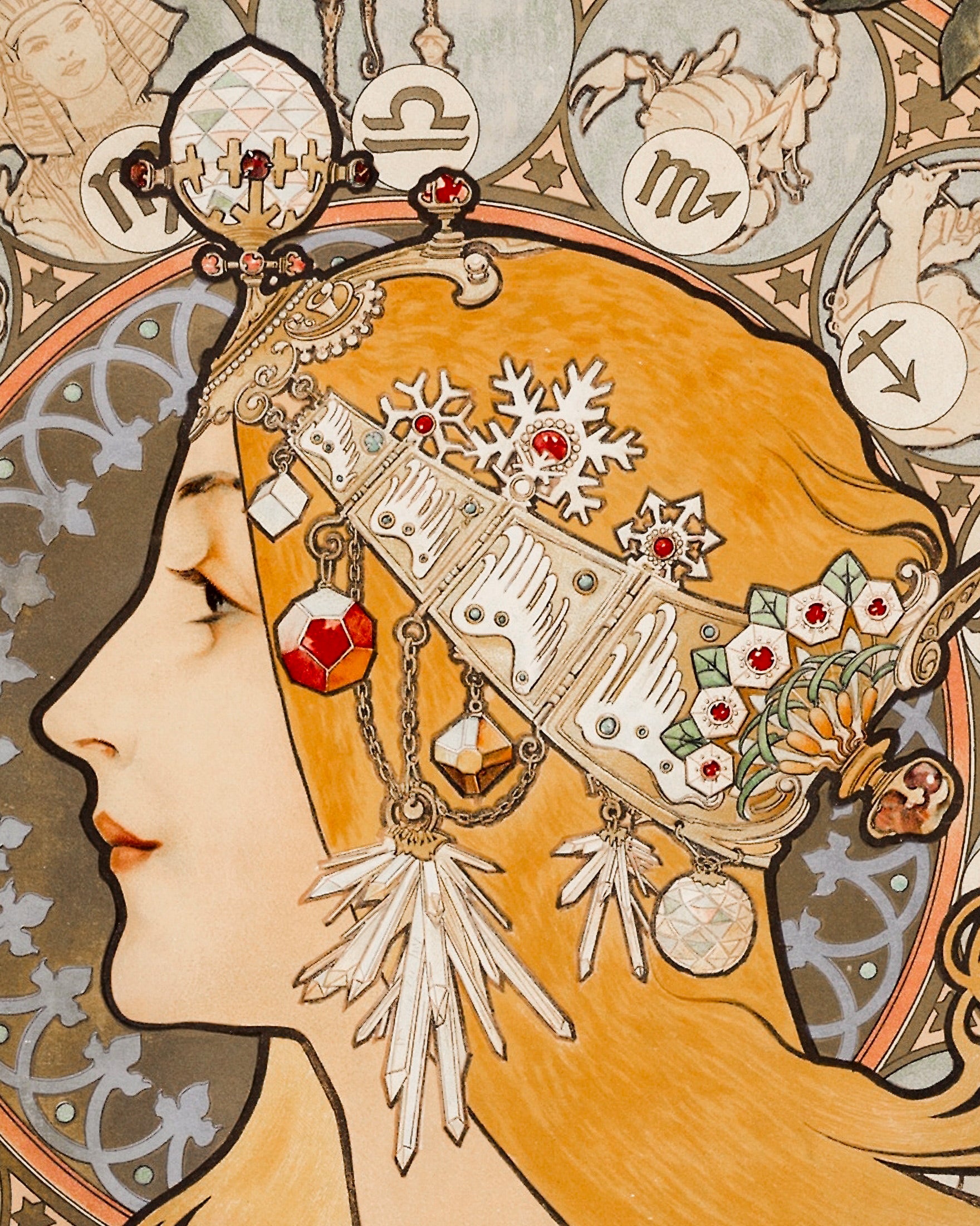 Alfons Mucha, Zodiaque o La Plume (ca. 1896-1897) - Póster