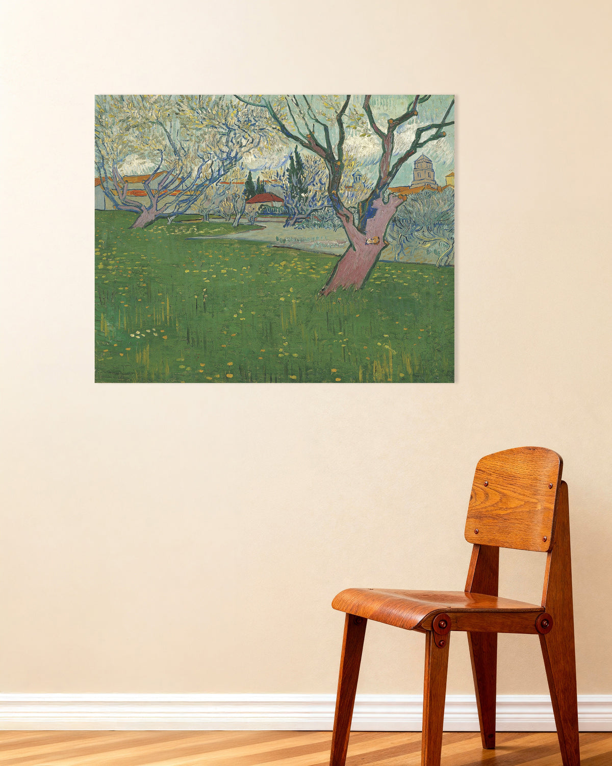 Póster de Huerto en flor con vistas a Arlés (1889), de Vincent van Gogh