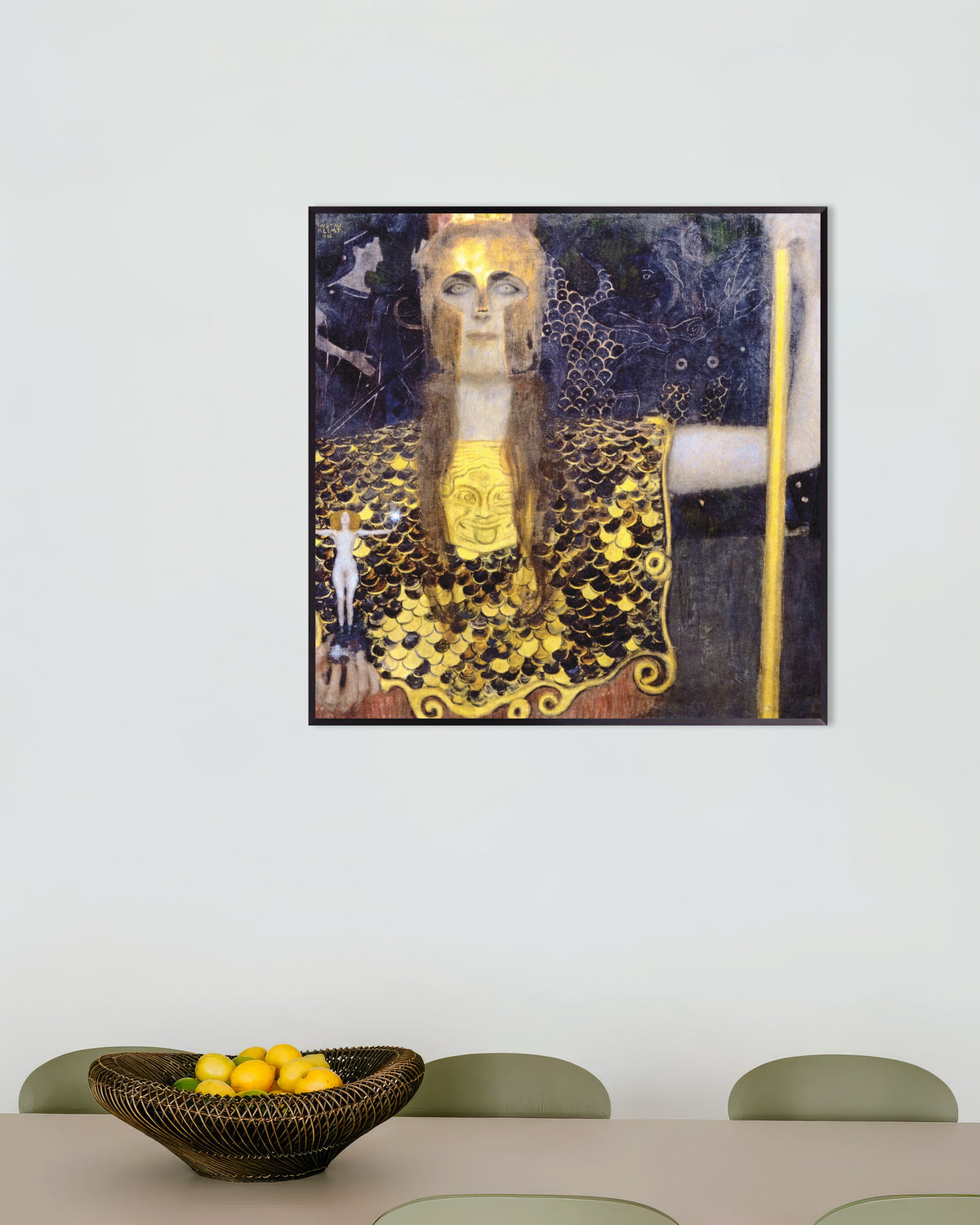 Póster de Palas Atenea (1898), de Gustav Klimt, con marco metálico