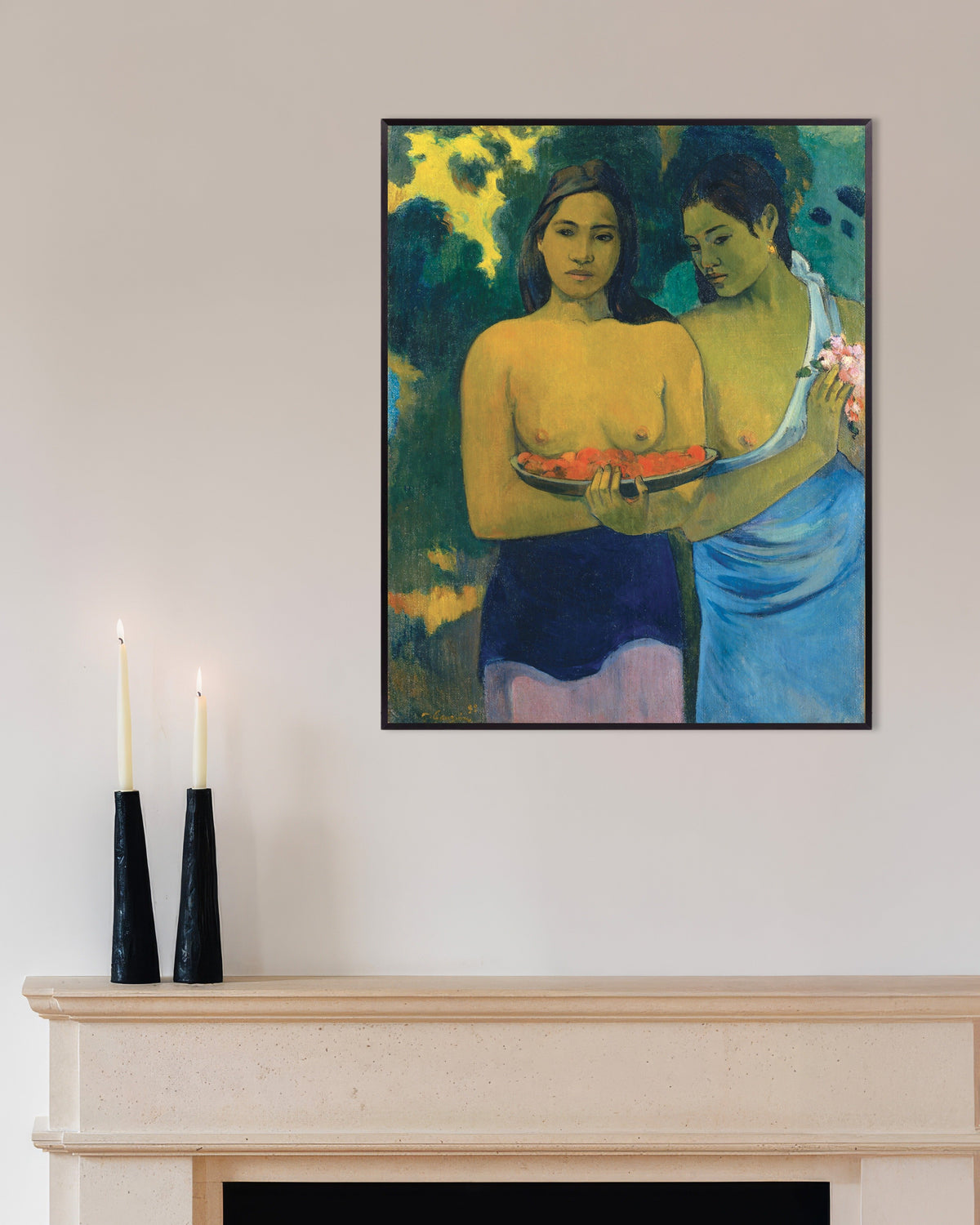 Paul Gauguin, Dos mujeres tahitianas, con marco metálico