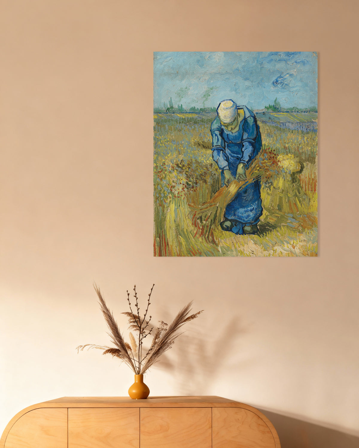 Póster de Mujer campesina atando gavillas, según Millet (1889), de Vincent van Gogh