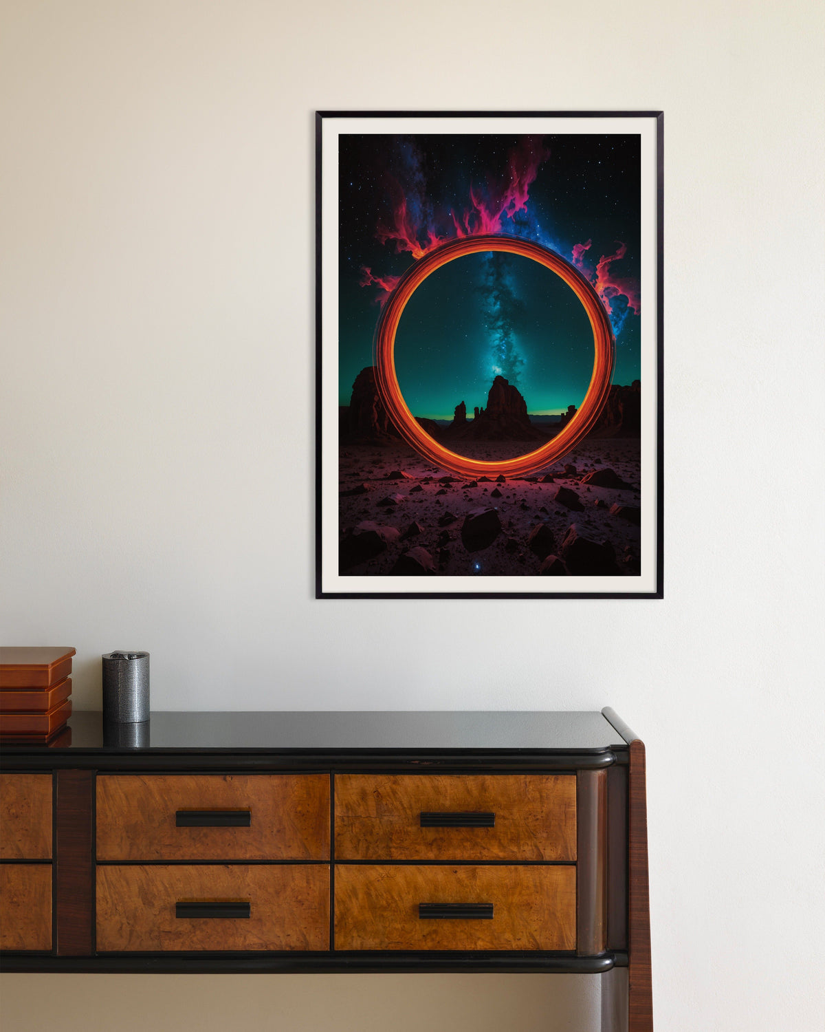 Poster of Photolab luminescent neon, circle of time - Poster, with metal frame
