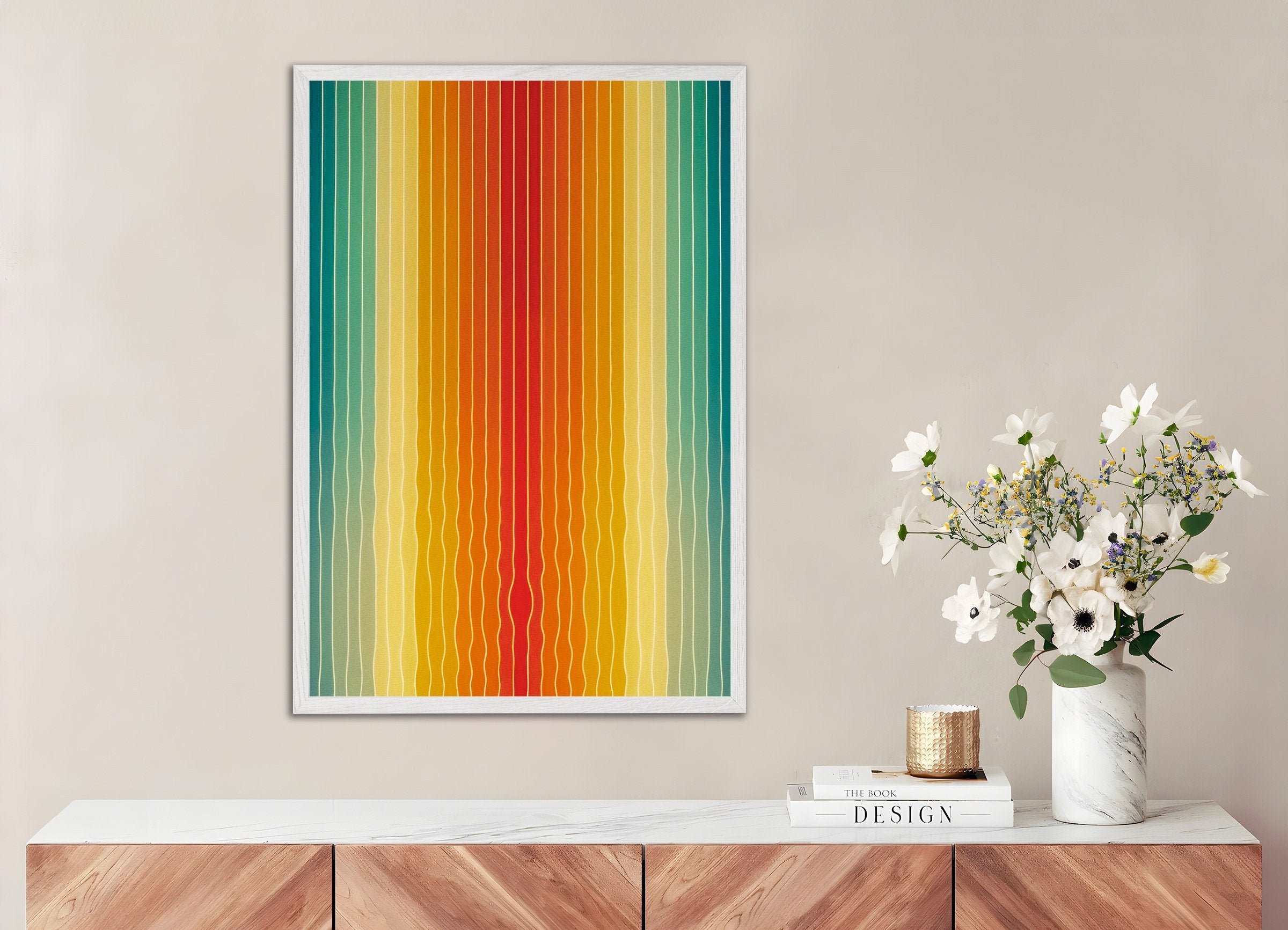 Poster of Polaroid World – Graphic Art Poster, with white wooden frame