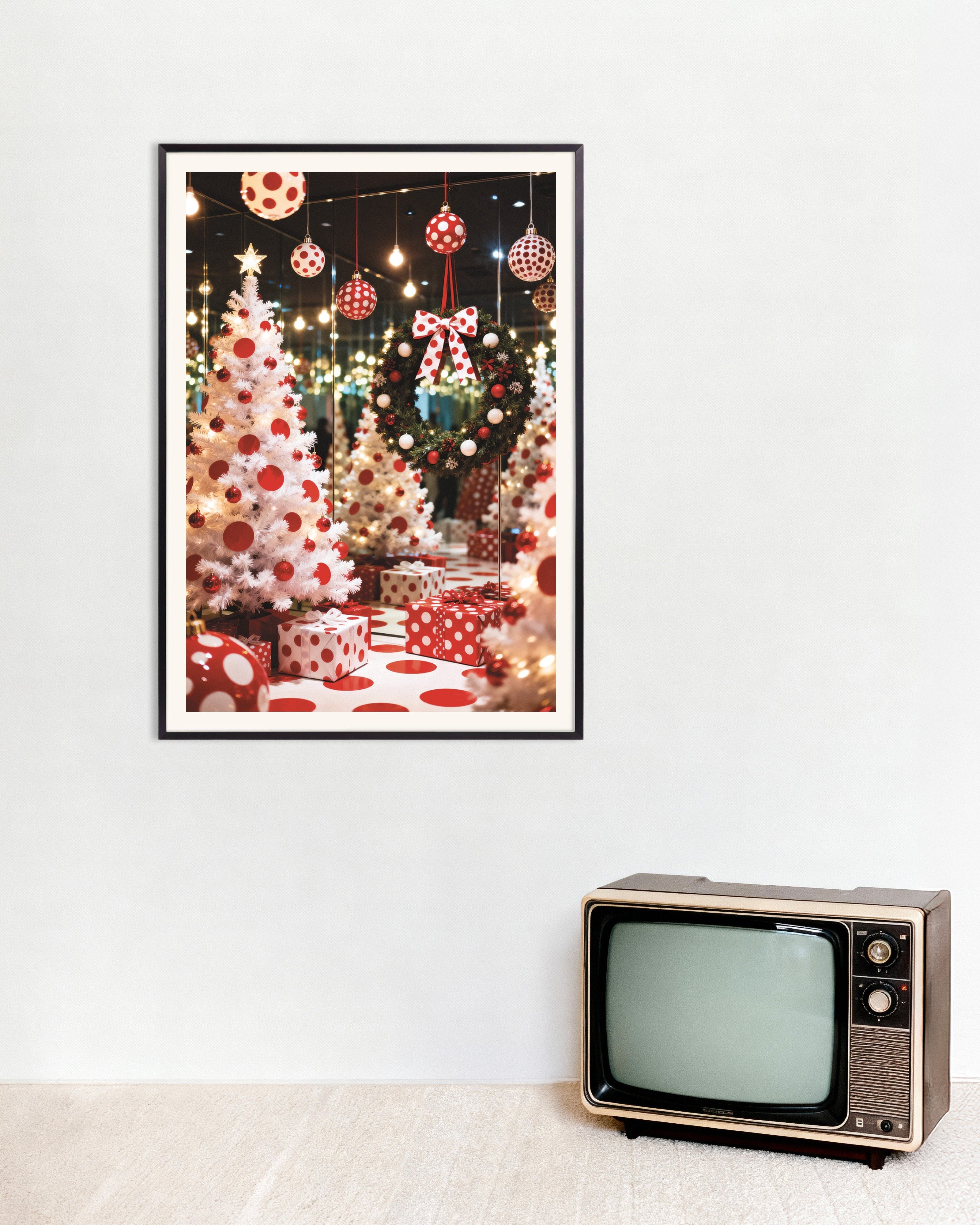 Poster of Polka dot Christmas room poster, with metal frame